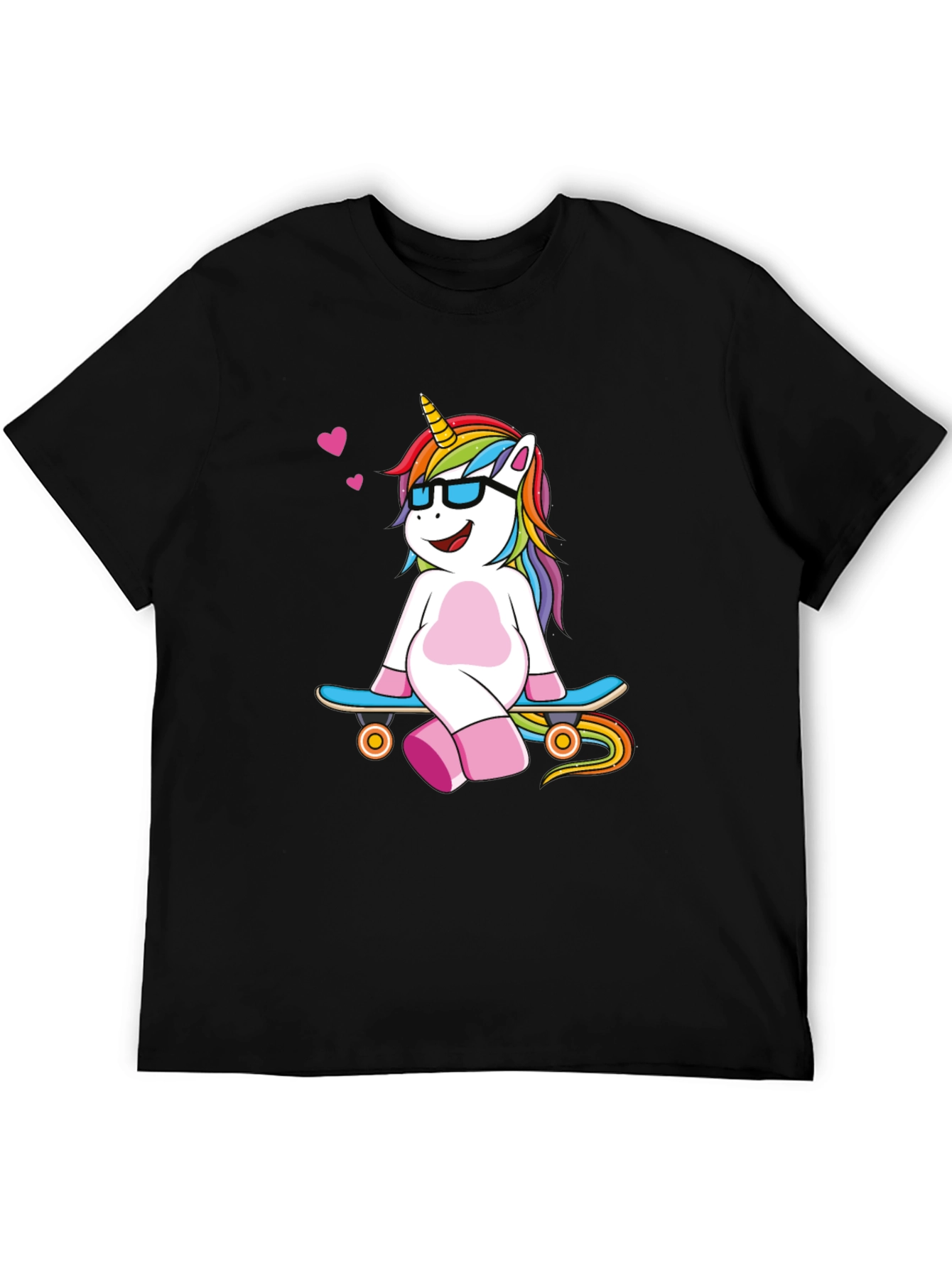Black Unicorn Skateboard Black T-Shirt view 5