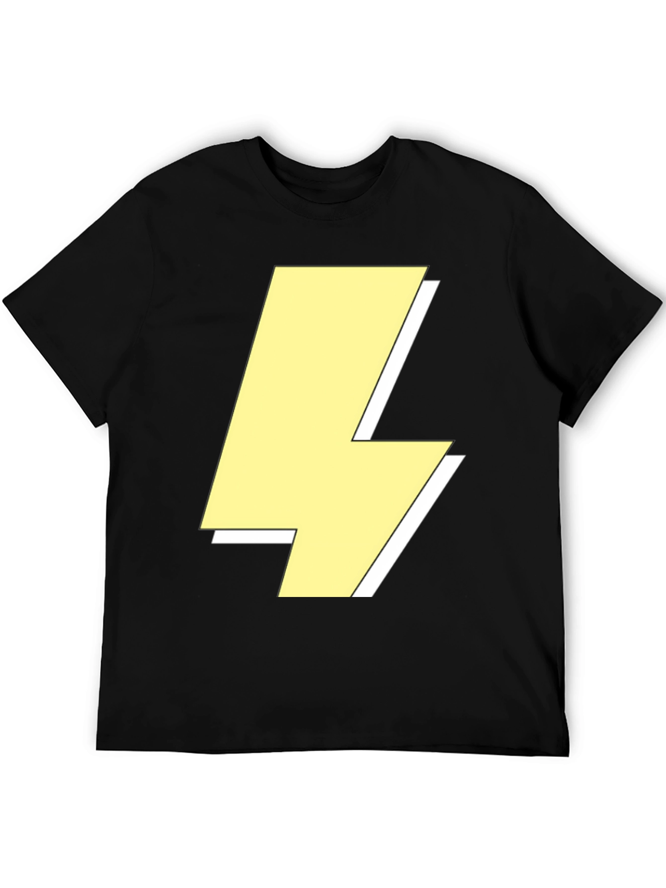 Black Lightning Bolt Graphic Tee - Black Crew Neck Shirt view 5