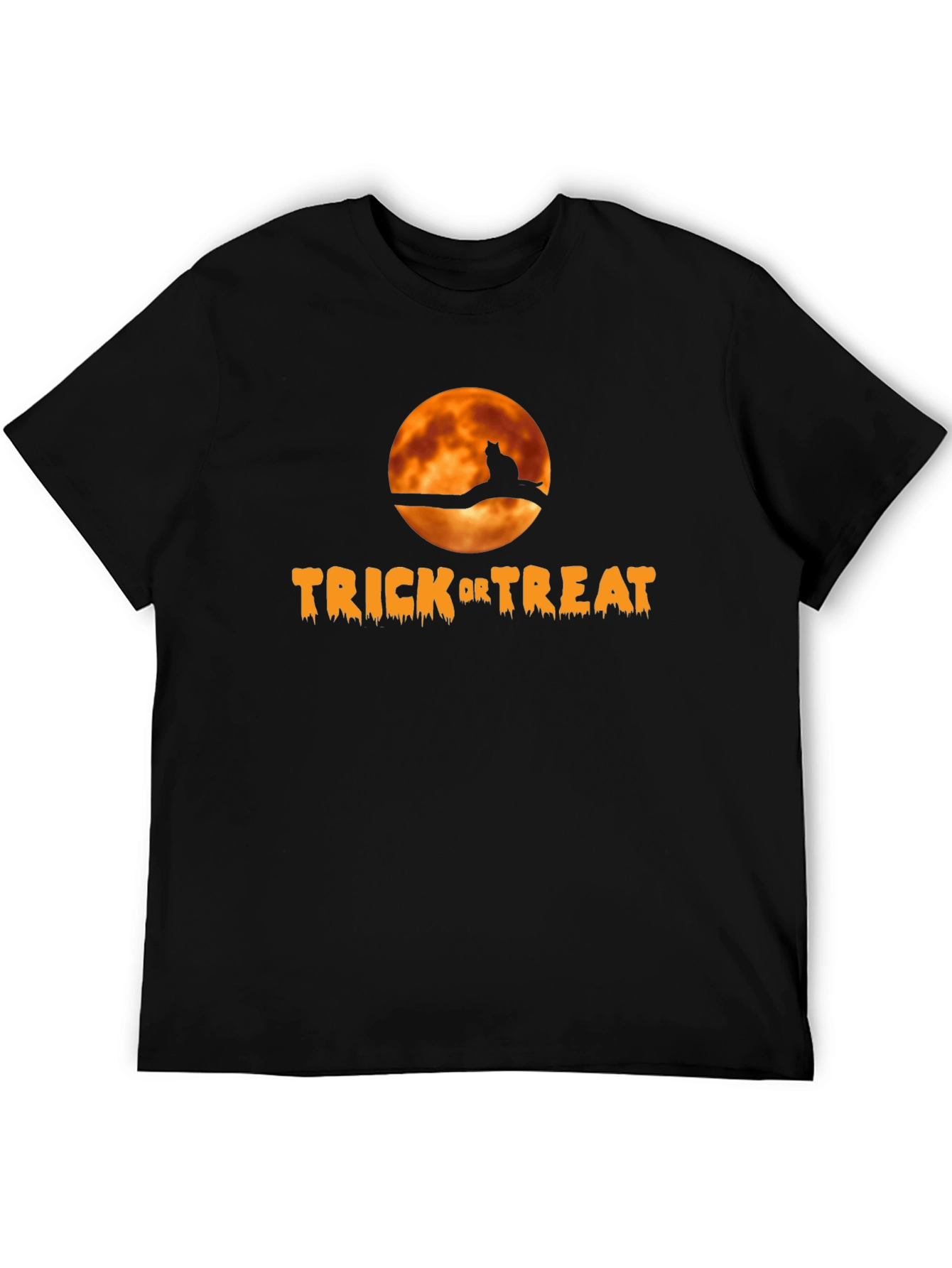 Black Halloween Trick or Treat Cat T-Shirt view 5
