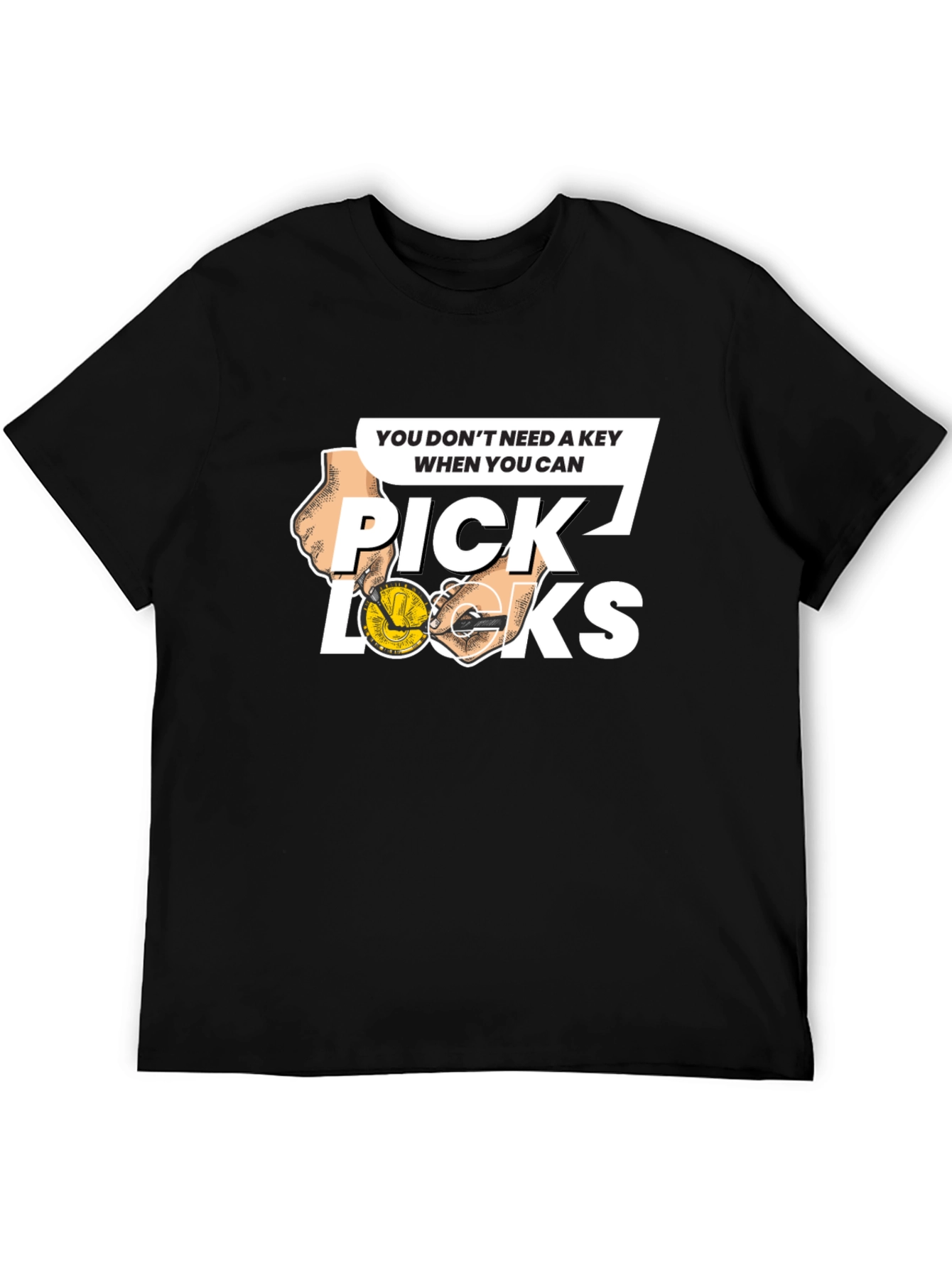 Black Pick Locks Graphic Tee - Locksmith Humor T-Shirt view 5