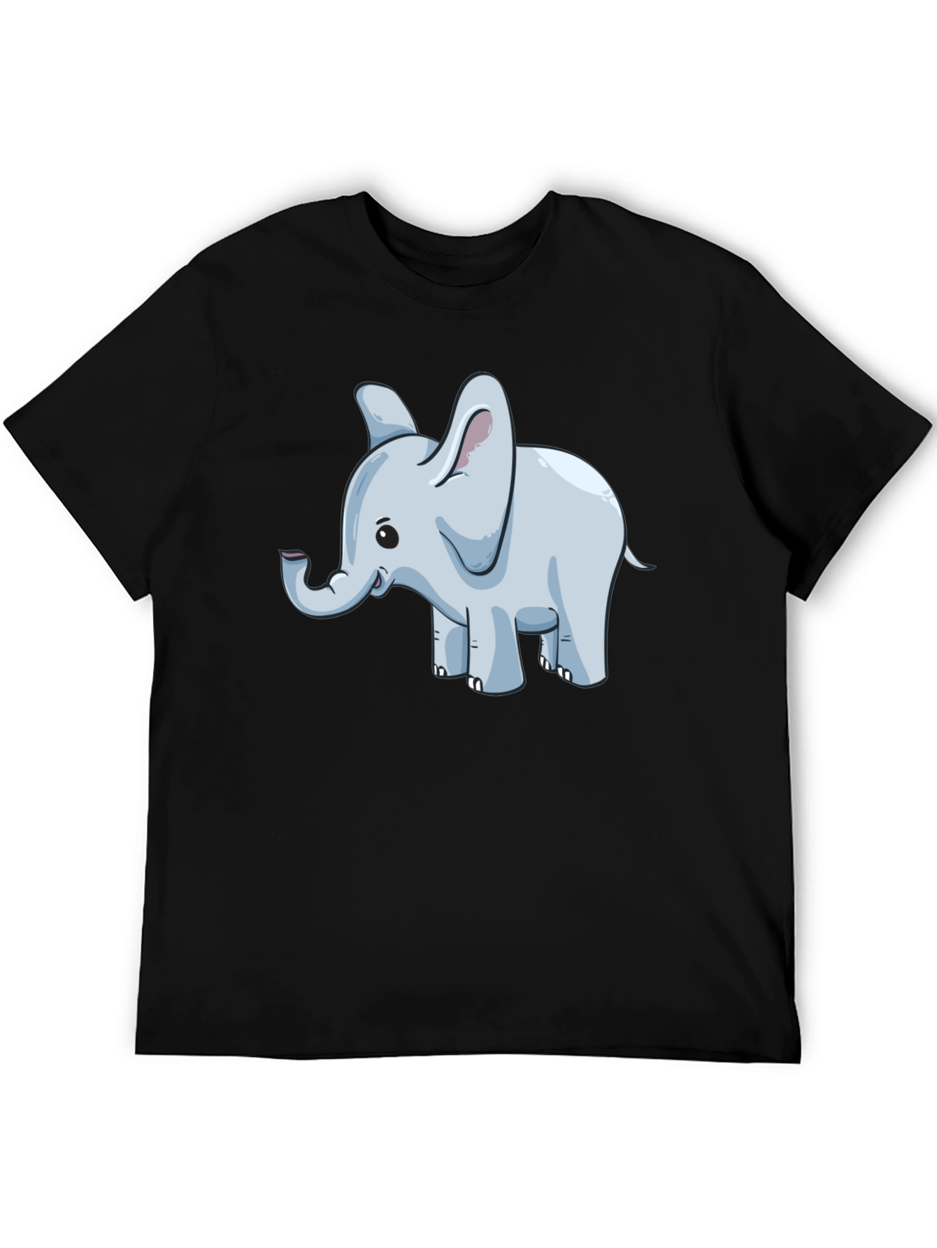 Black Cute Elephant Graphic Tee - Black Cotton Blend view 5