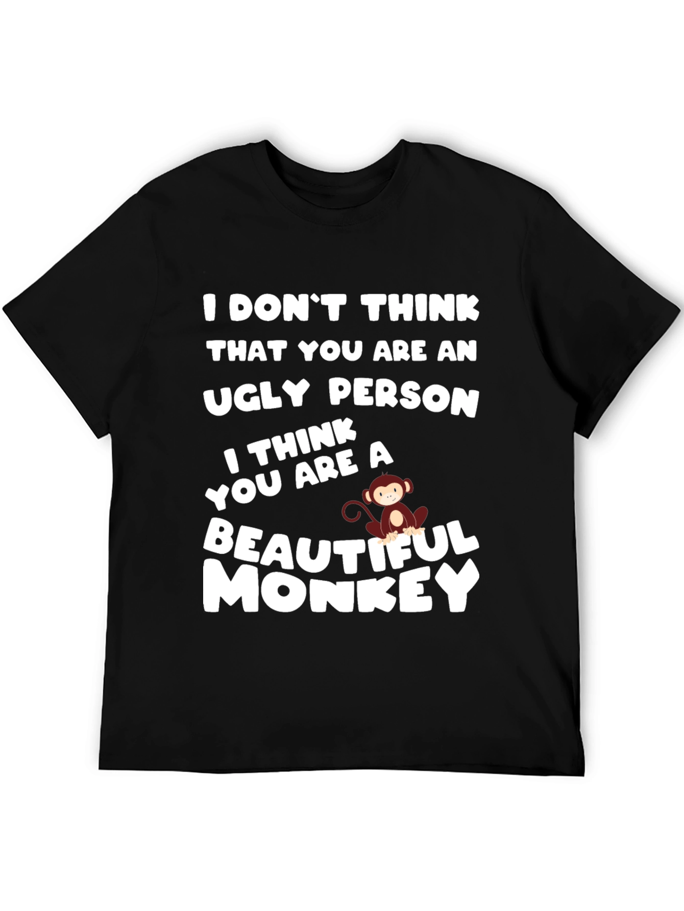 Black Funny Monkey T-Shirt - Beautiful Monkey Design view 5