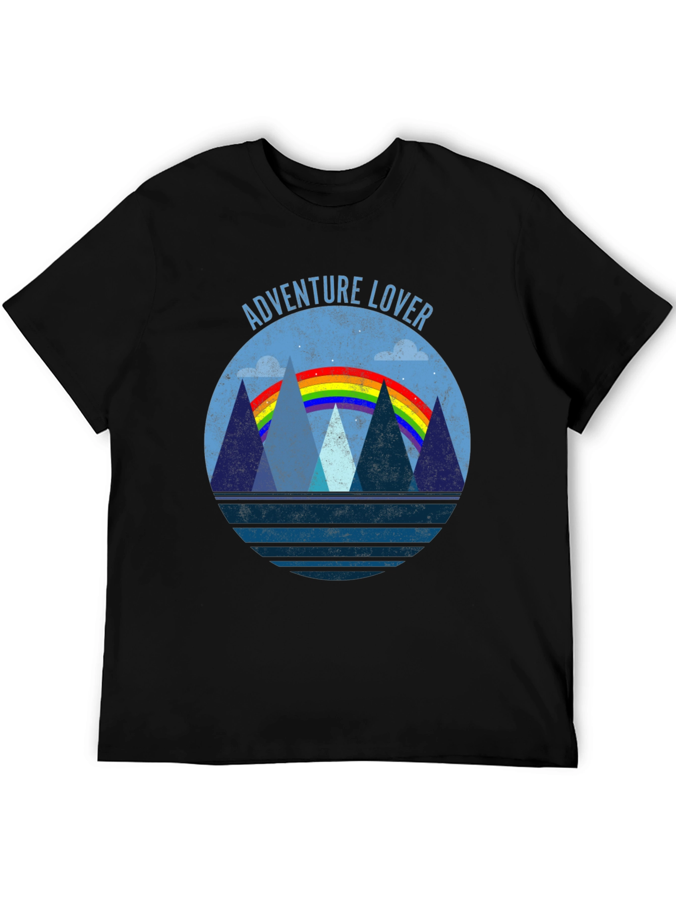 Black Adventure Lover Graphic Tee | Mountain Rainbow Design view 5