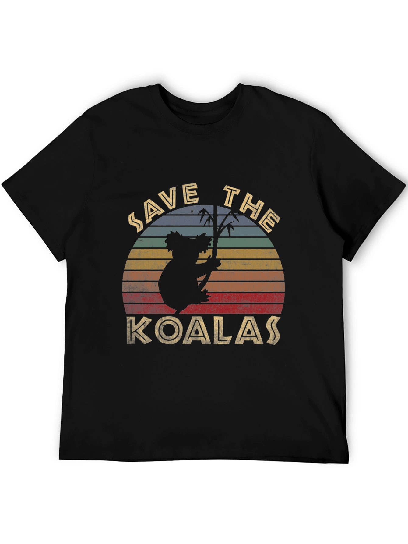 Black Save the Koalas Retro Style Graphic T-Shirt view 5