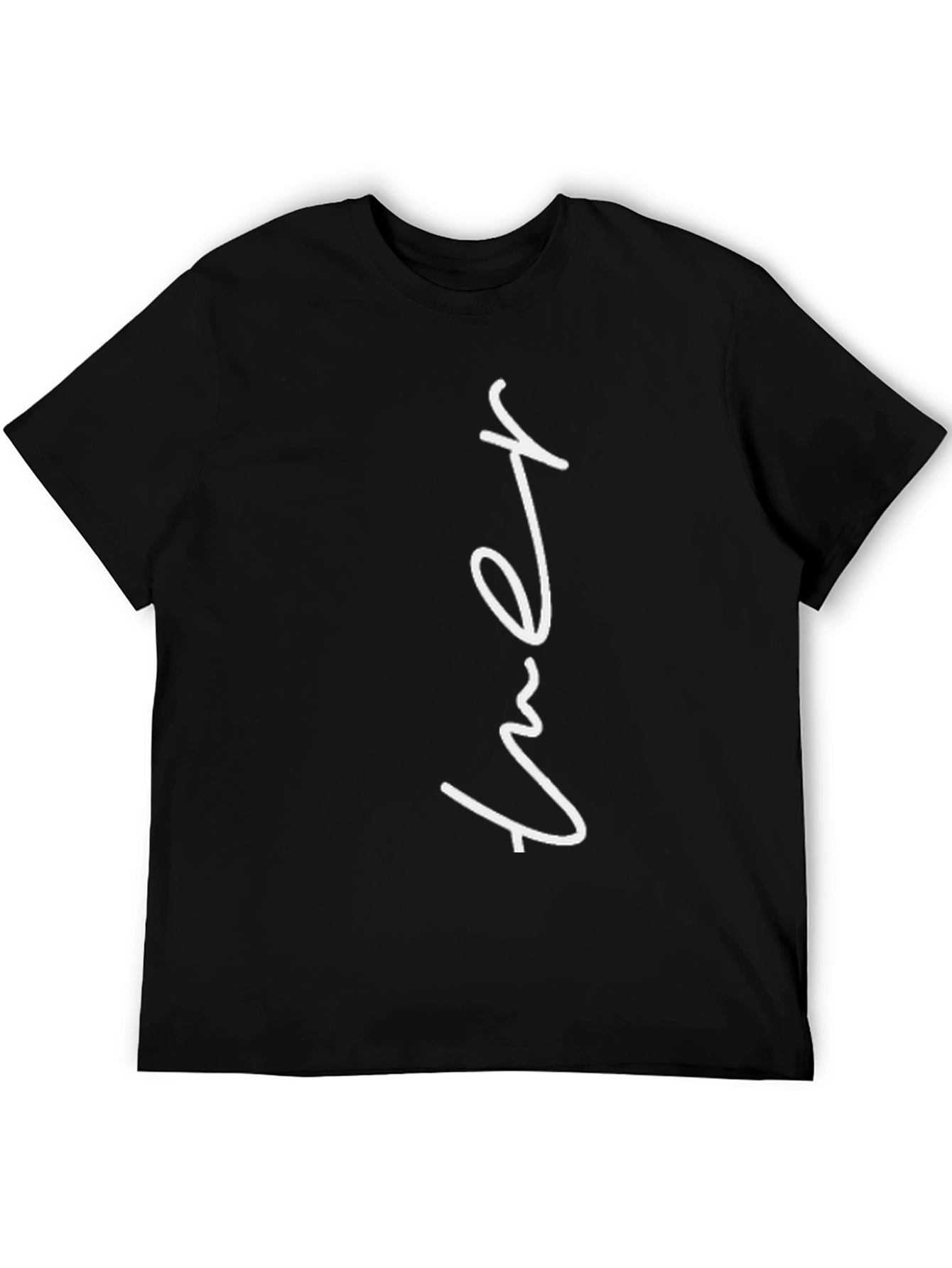 Black Men's Black T-Shirt with White 'Tuer' Graphic view 5