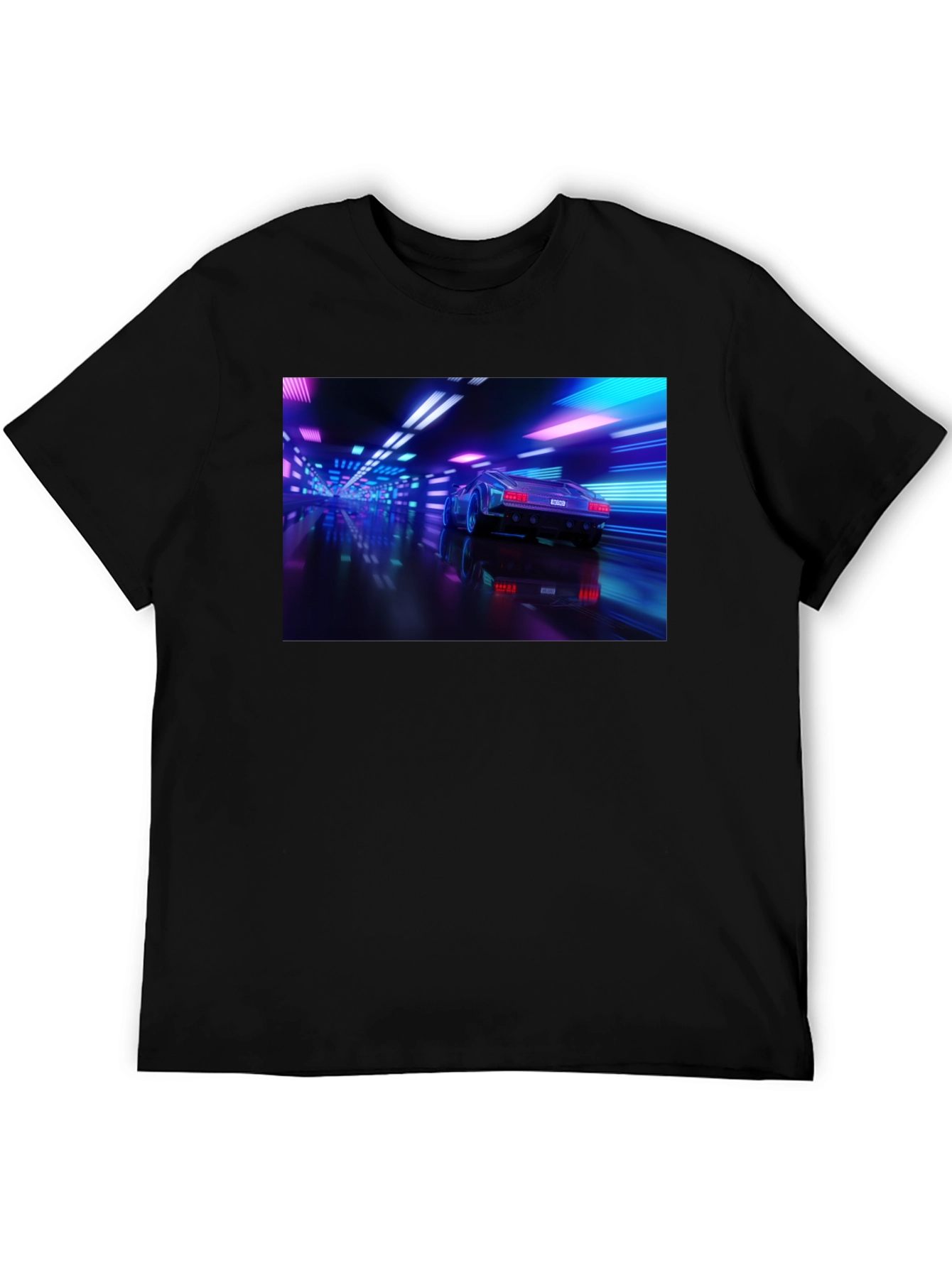 Black Neon Car T-Shirt - Futuristic Style view 5