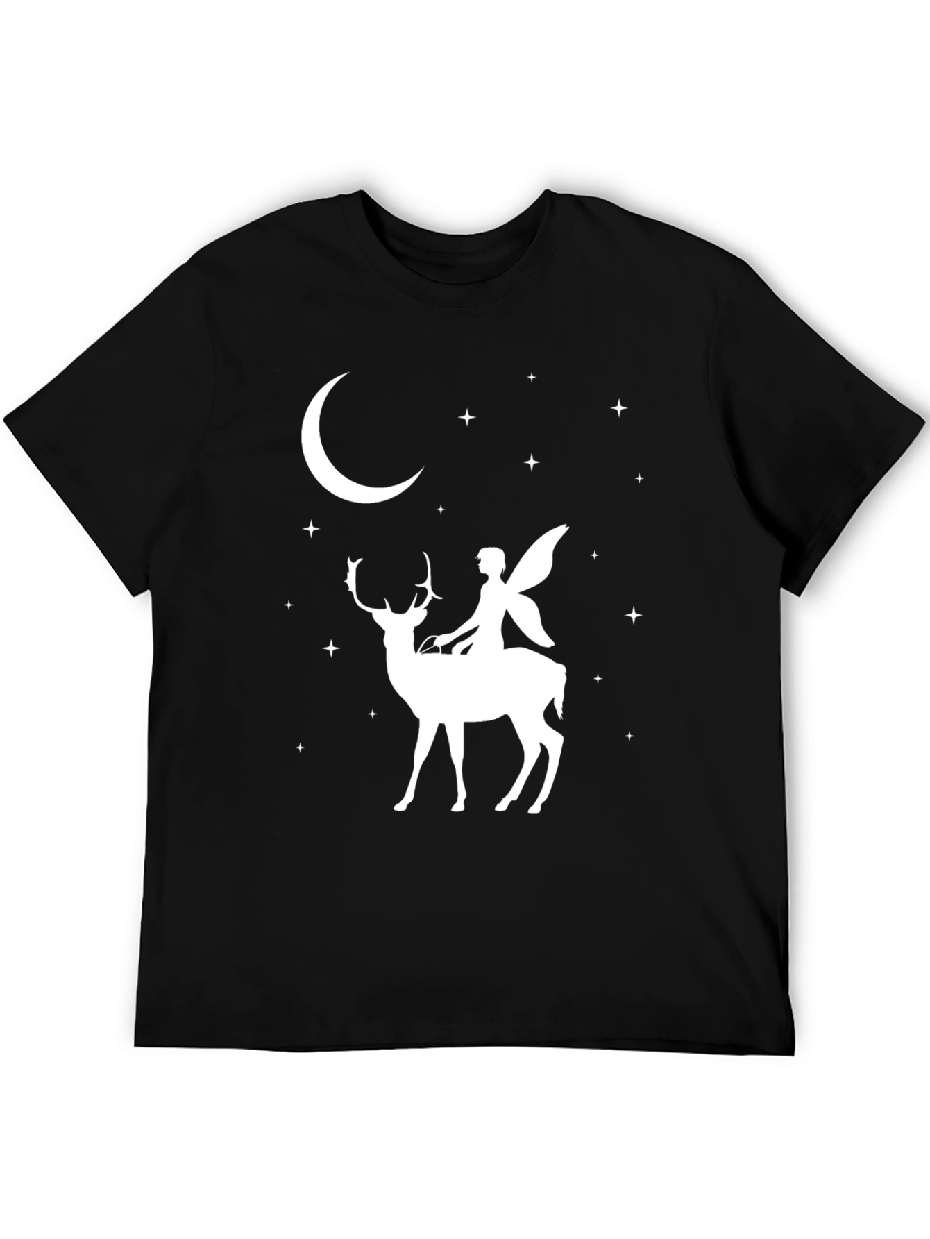 Black Fairy Riding Deer Black T-Shirt view 5