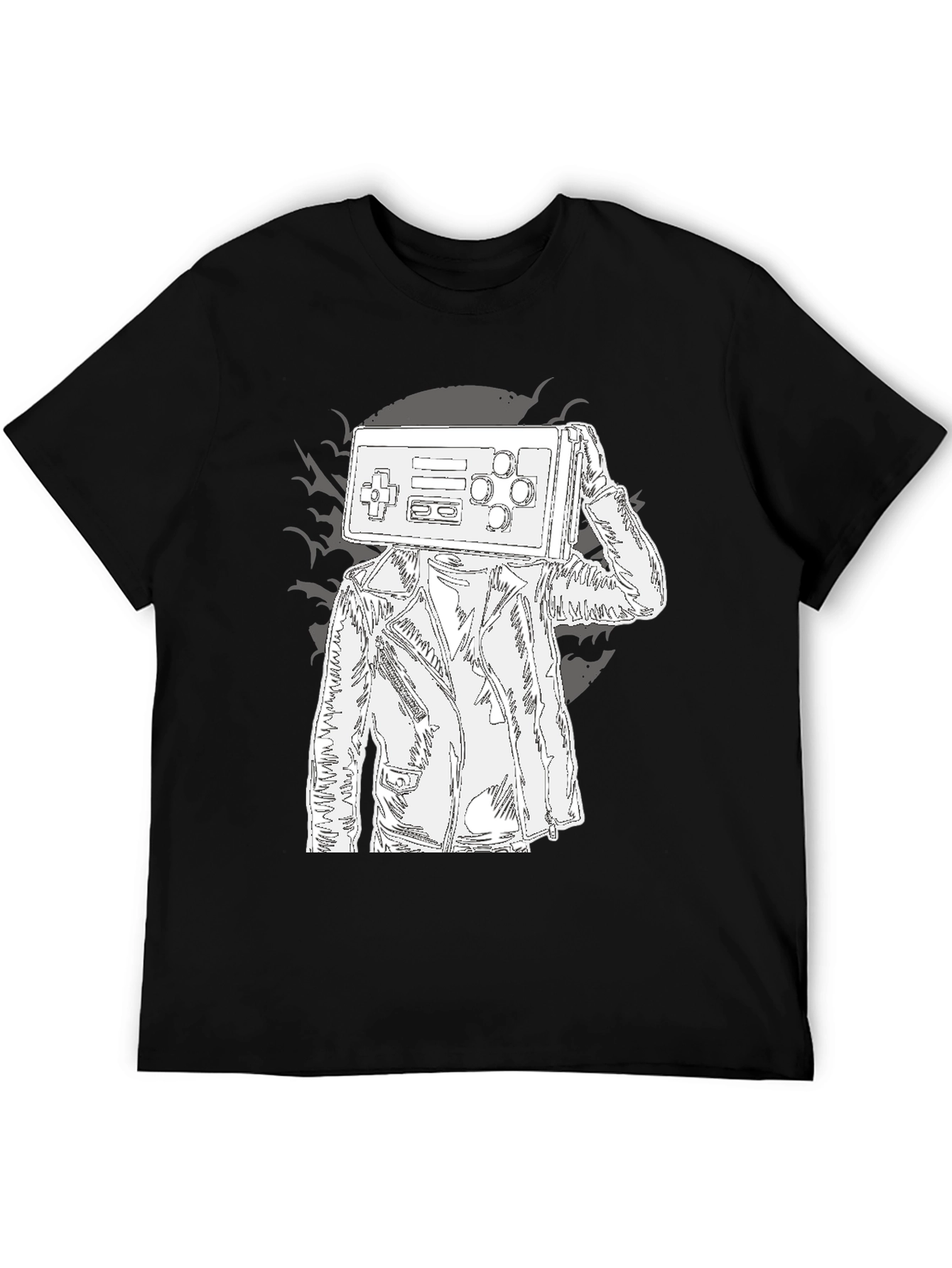 Black Retro Game Controller Head Graphic Tee view 5