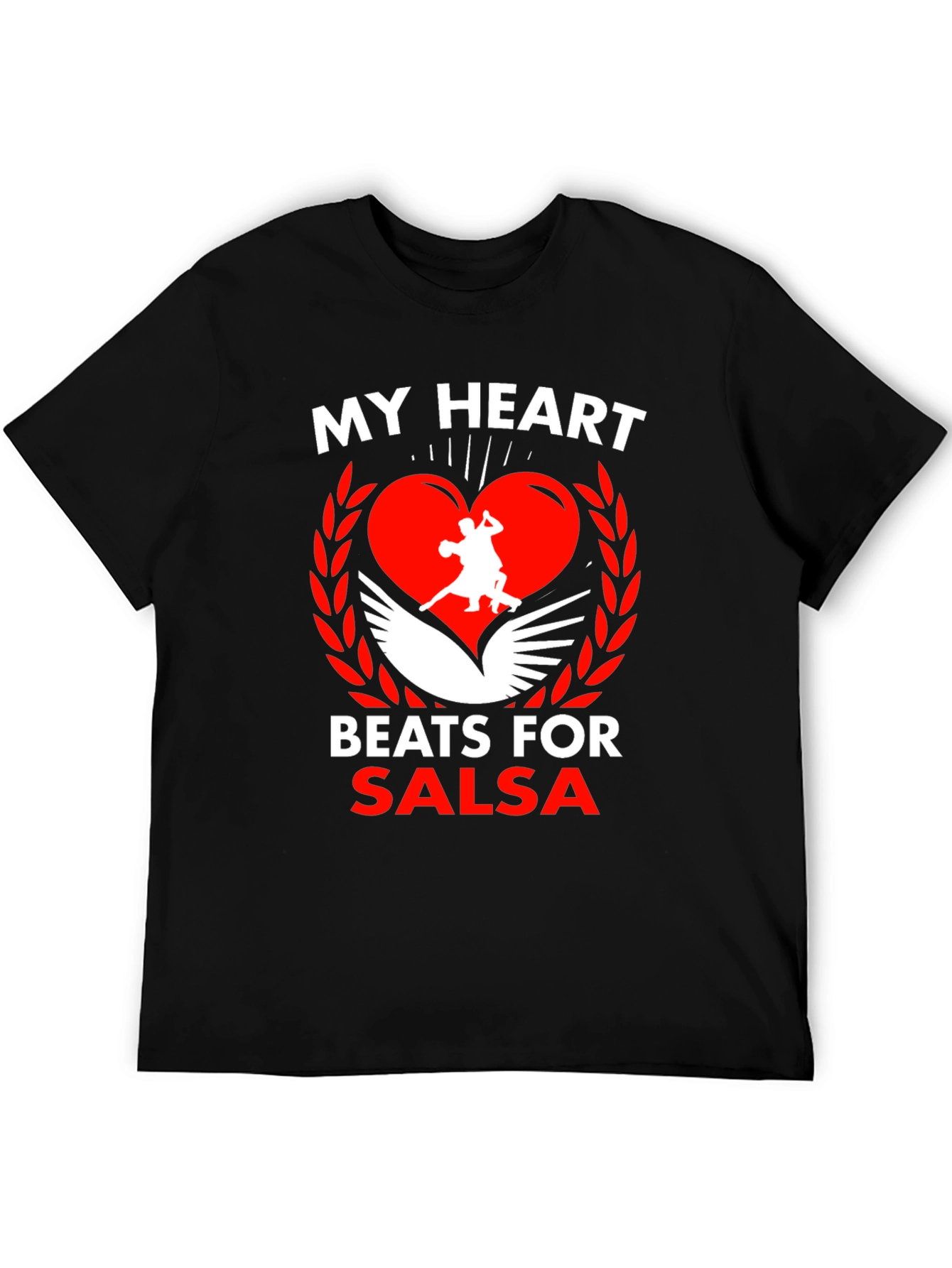 Black Salsa Dance Heartbeat T-Shirt view 5