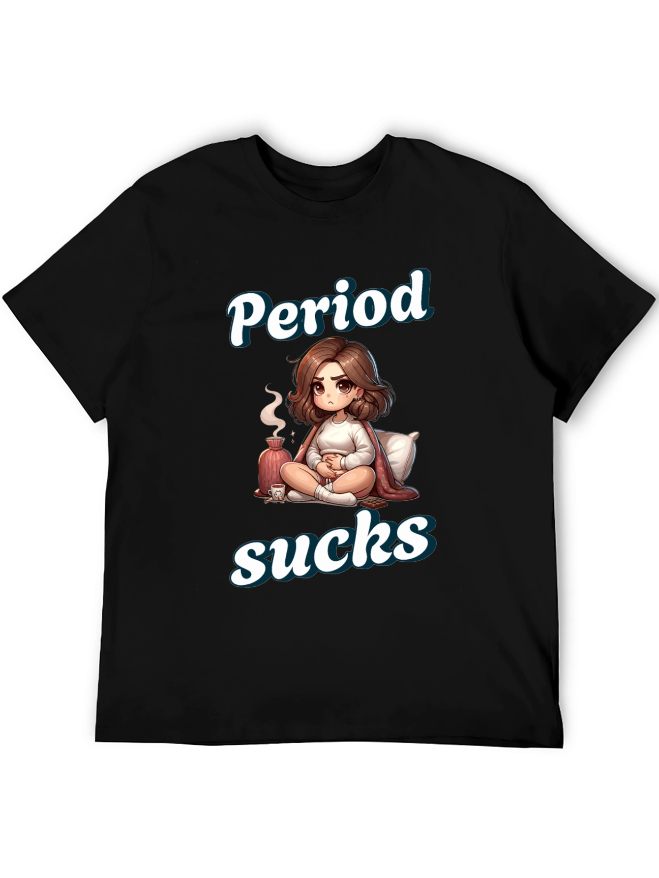 Black Period Sucks Cartoon T-Shirt - Comfortable & Funny view 5