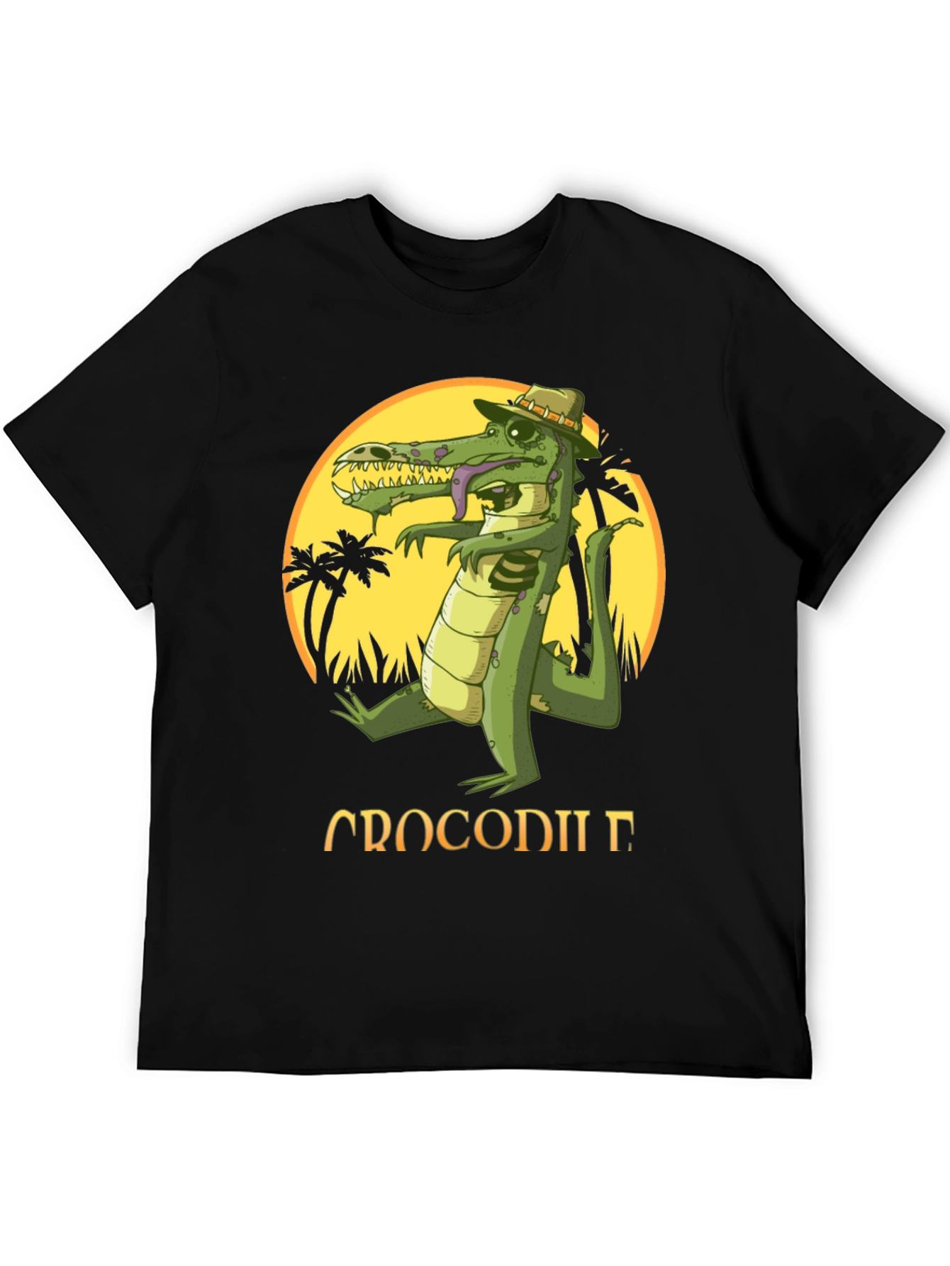 Black Cool Crocodile Cartoon Graphic T-Shirt view 5