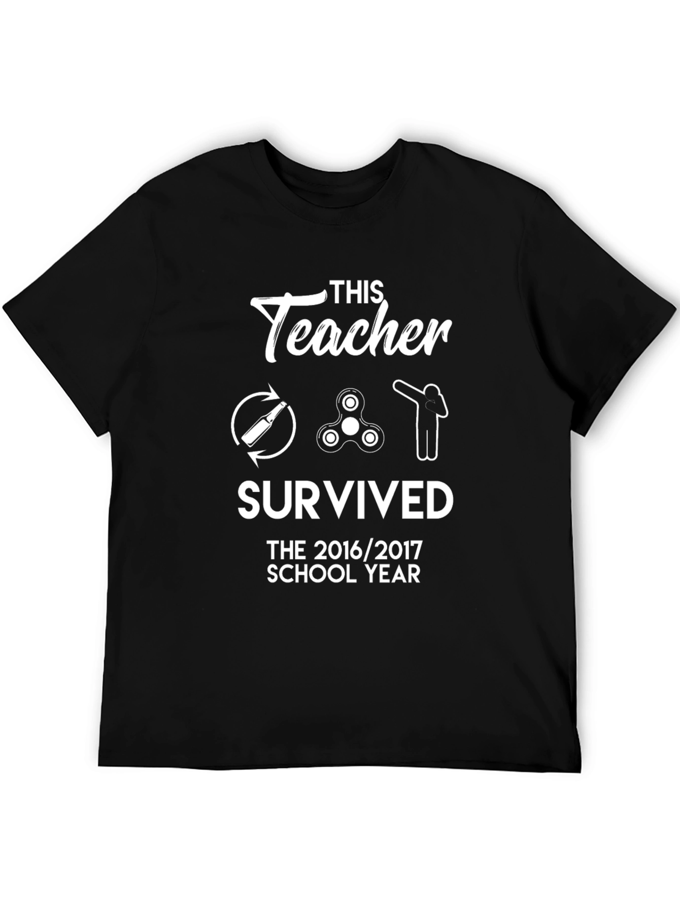 Black Teacher Survived 2016/2017 School Year Black T-Shirt view 5