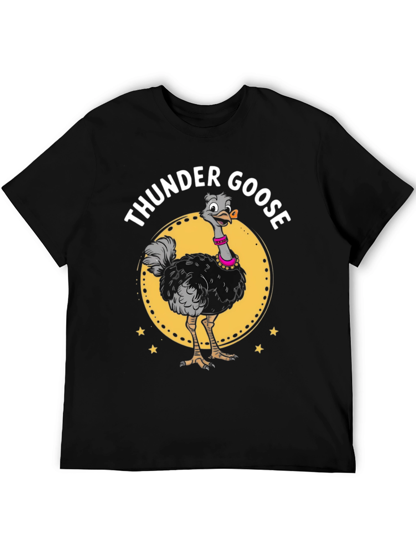 Black Thunder Goose Graphic Tee - Novelty Cartoon Ostrich T-Shirt view 5