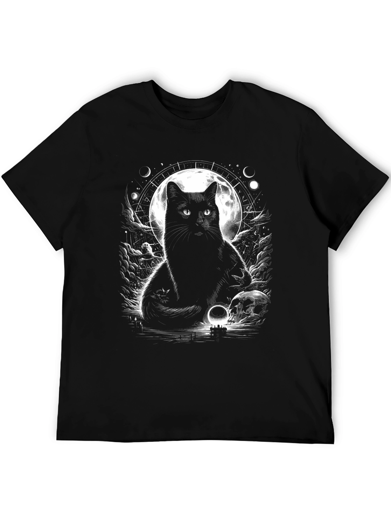 Mystic Cat Graphic Tee - Lunar Black Cat Shirt - 5