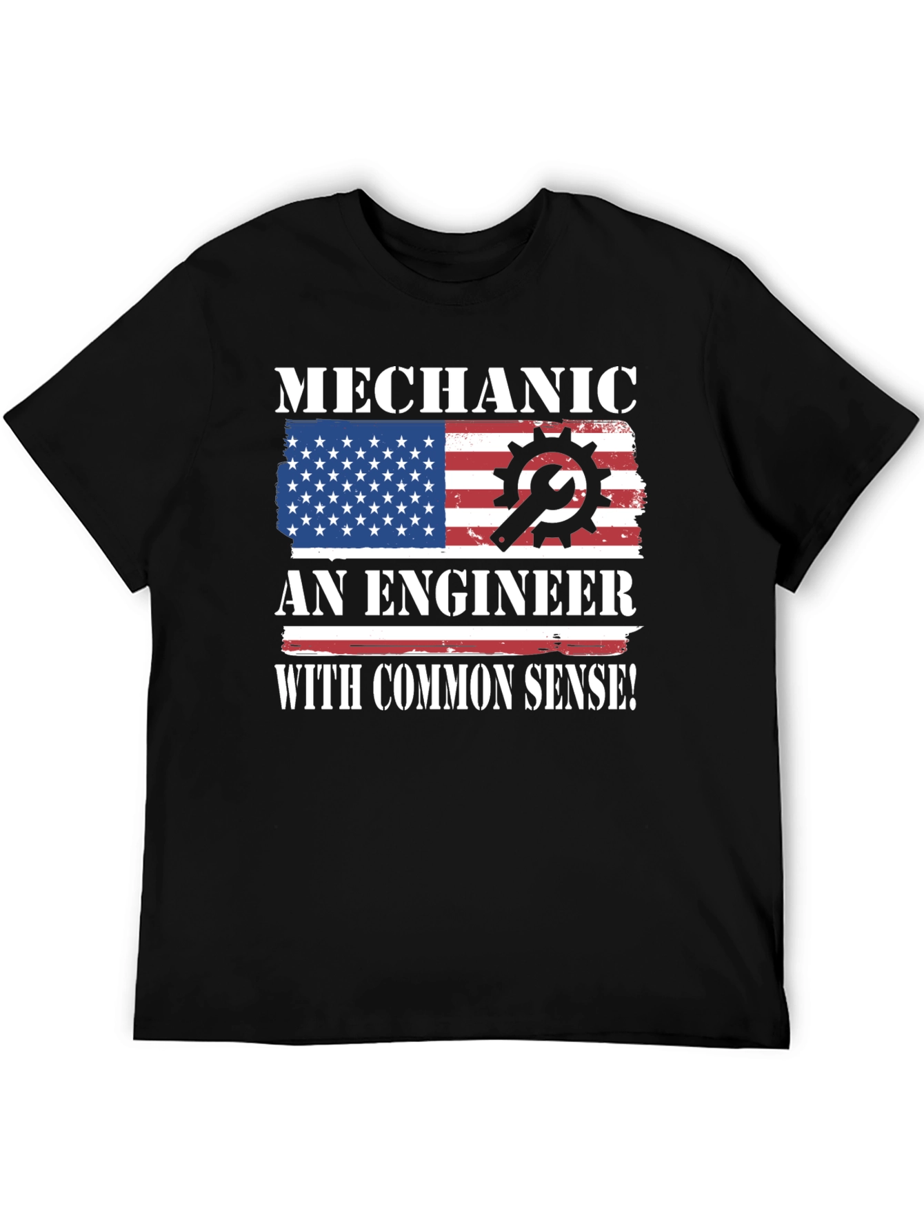 Black Mechanic Engineer Common Sense USA Flag Patriotic T-Shirt view 5