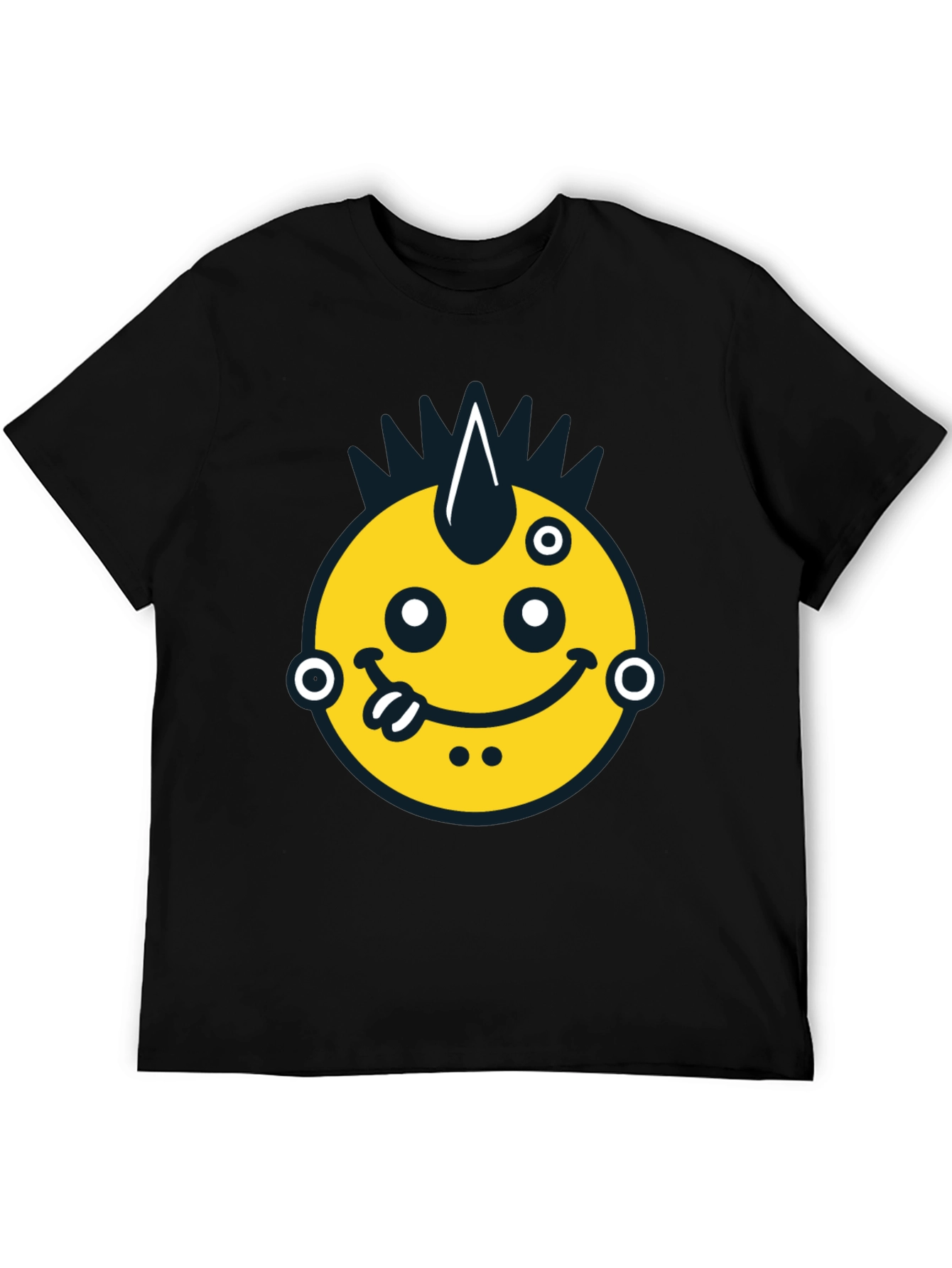 Black Funky Emoji Graphic Tee - Black Cotton T-Shirt view 5