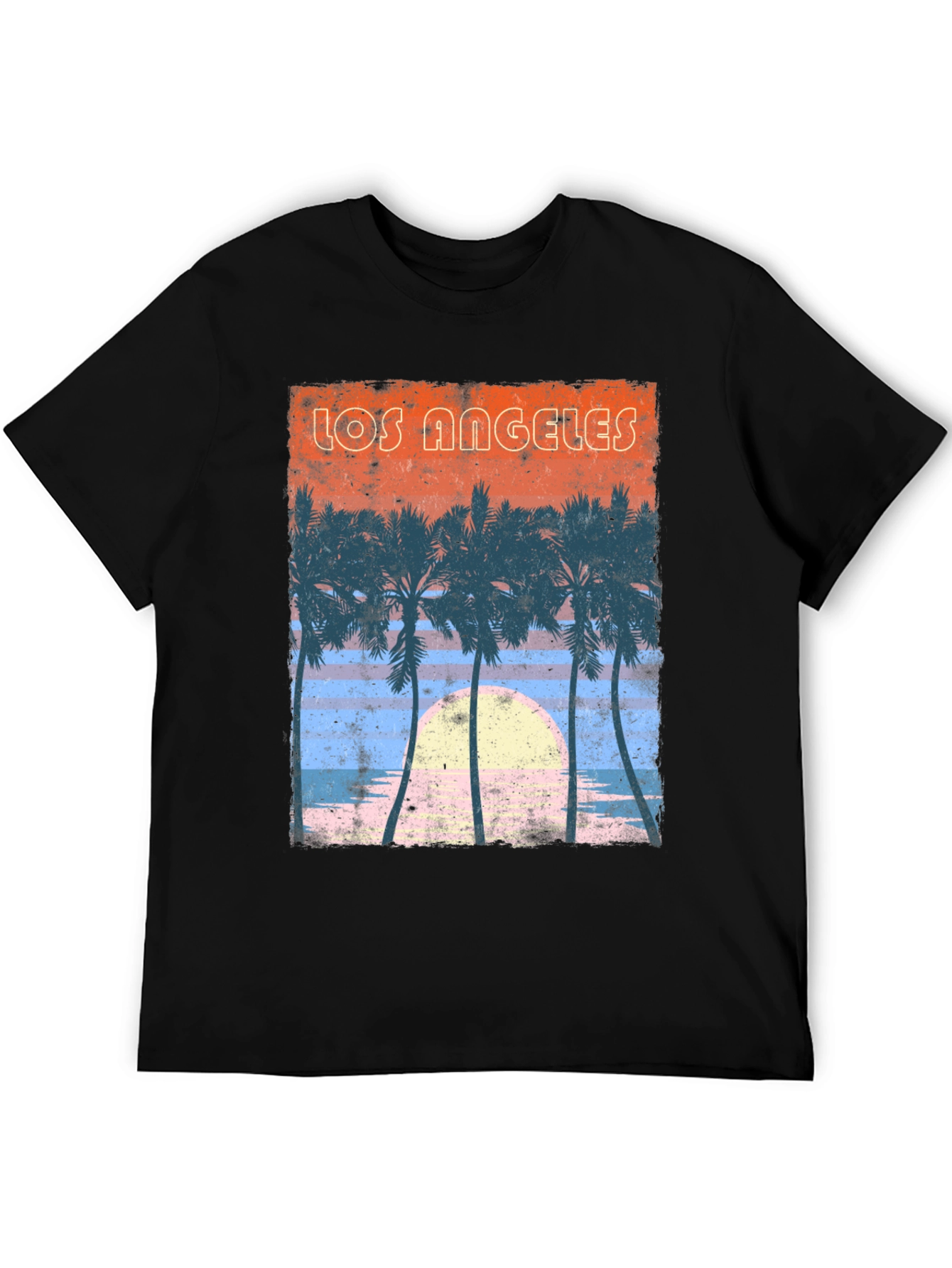Black Los Angeles Sunset Palm Tree Graphic T-Shirt view 5