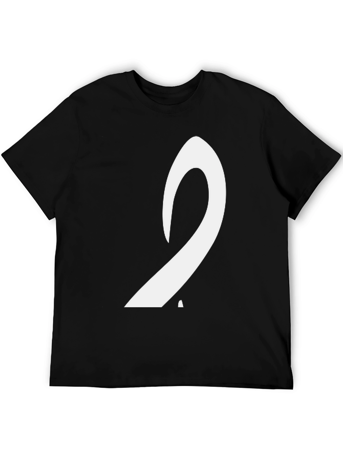 Black Men's Black T-Shirt with White Arabic Letter Design view 5