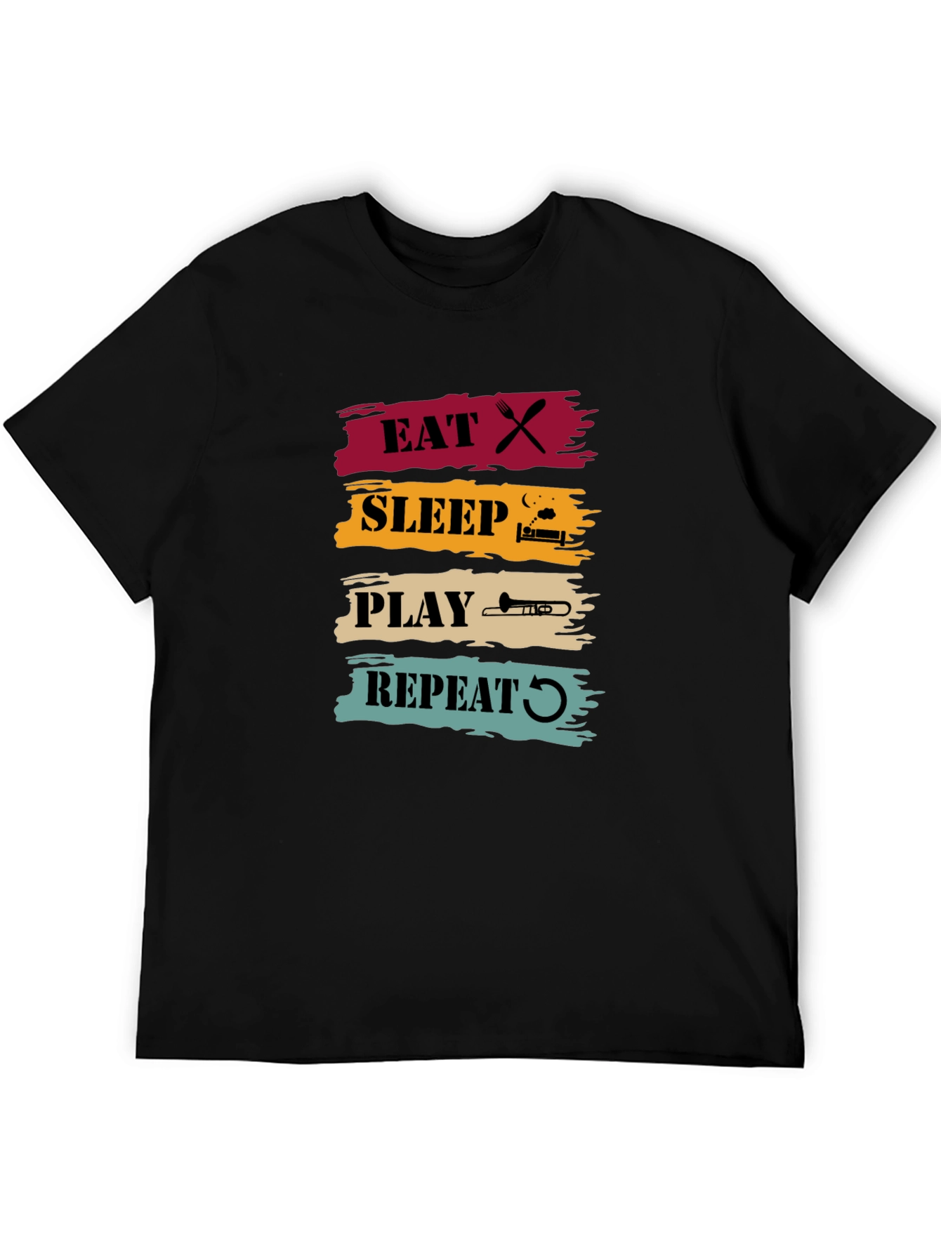 Black Eat Sleep Play Trombone Repeat Graphic Tee view 5