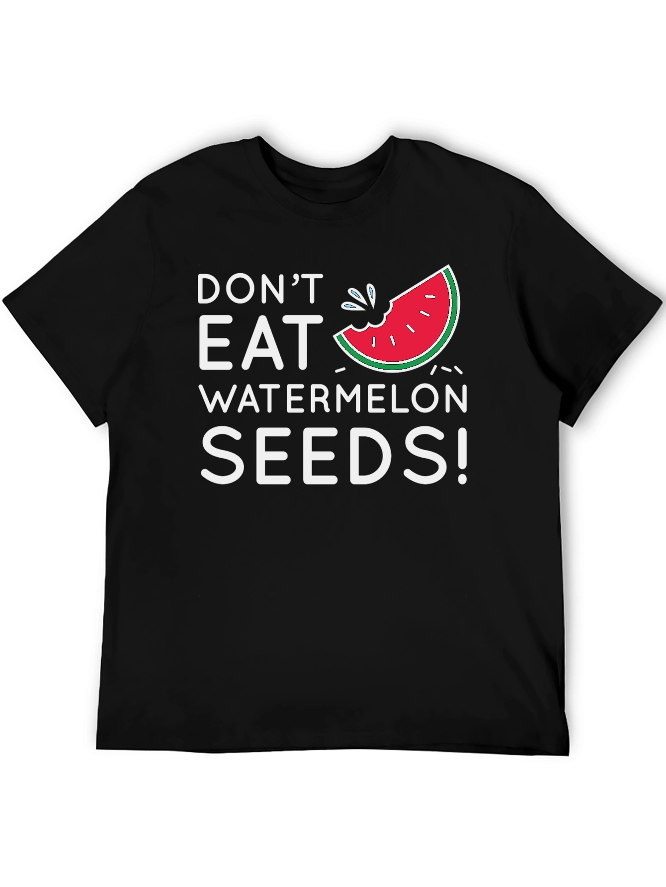 Black Funny "Don't Eat Watermelon Seeds!" Graphic Tee view 5