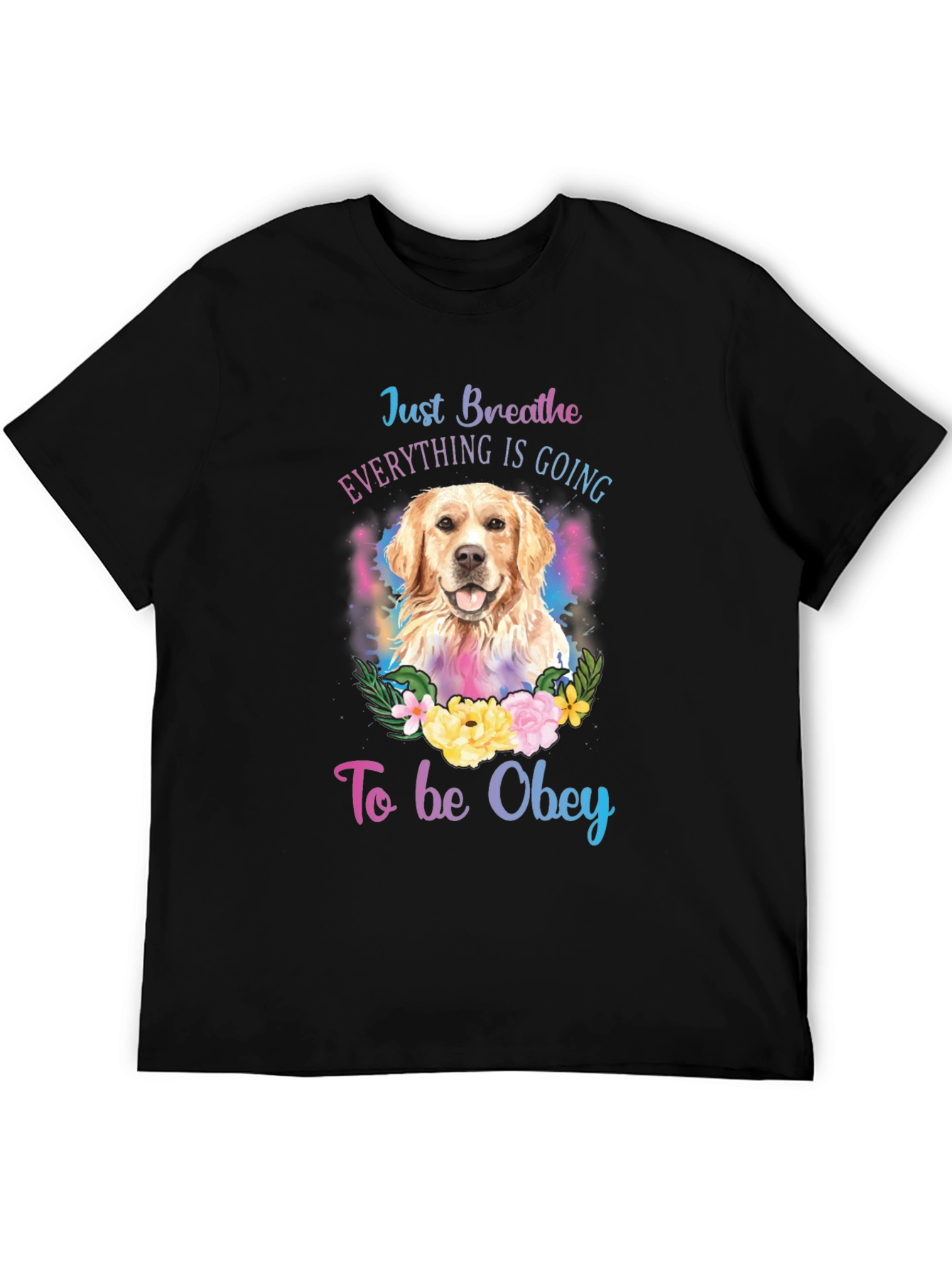 Black Dog Lover T-Shirt - Just Breathe Graphic Tee view 5