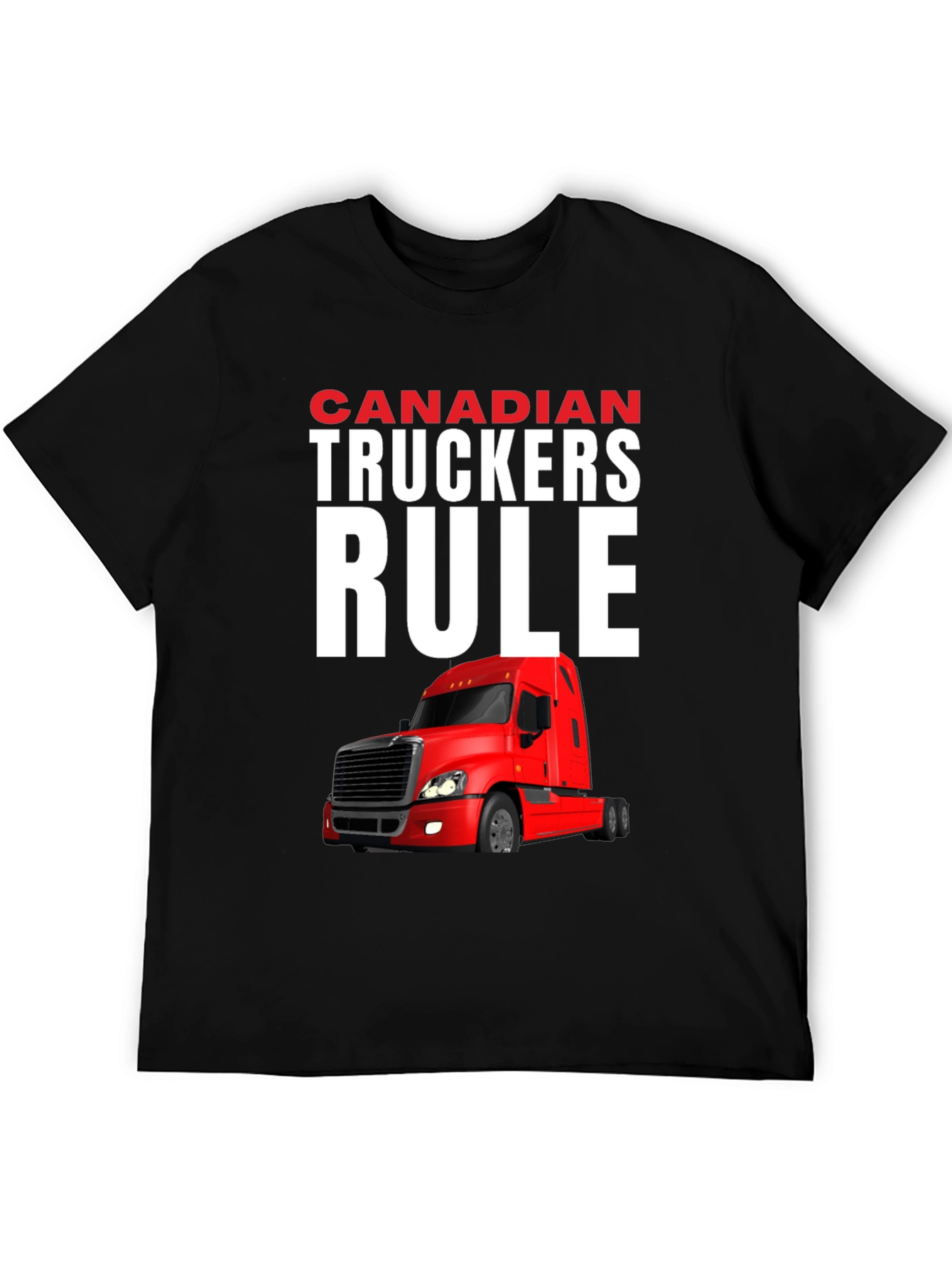 Black Canadian Truckers Rule Graphic T-Shirt view 5