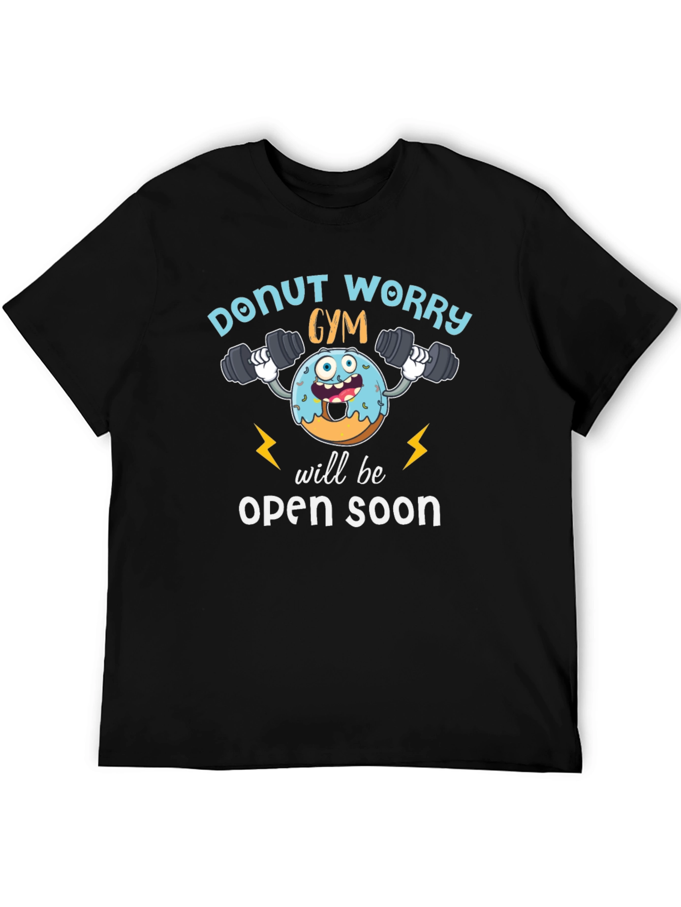 Black Donut Worry Gym Open Soon Black T-Shirt view 5