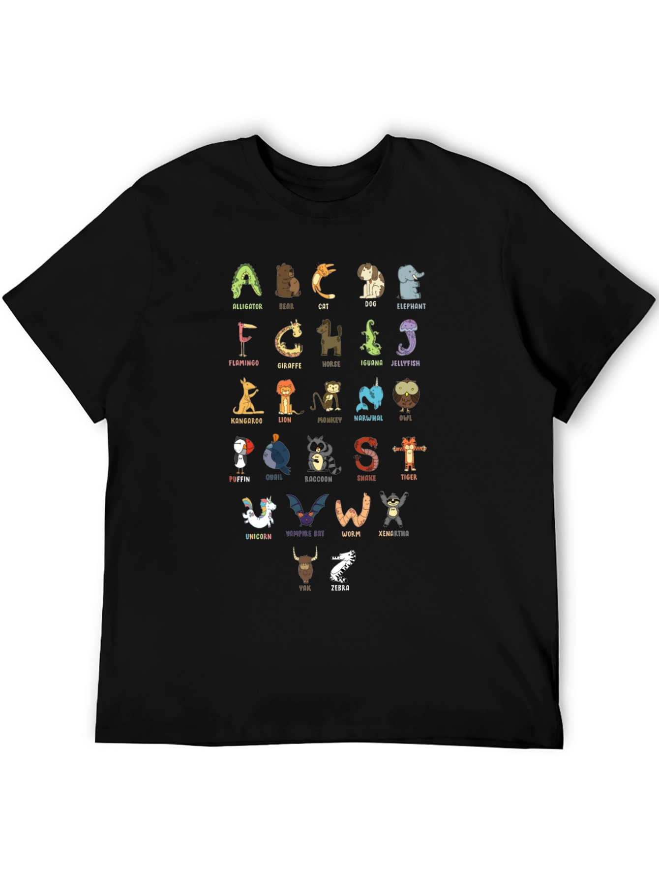 Black Animal Alphabet T-Shirt - Educational & Fun! view 5
