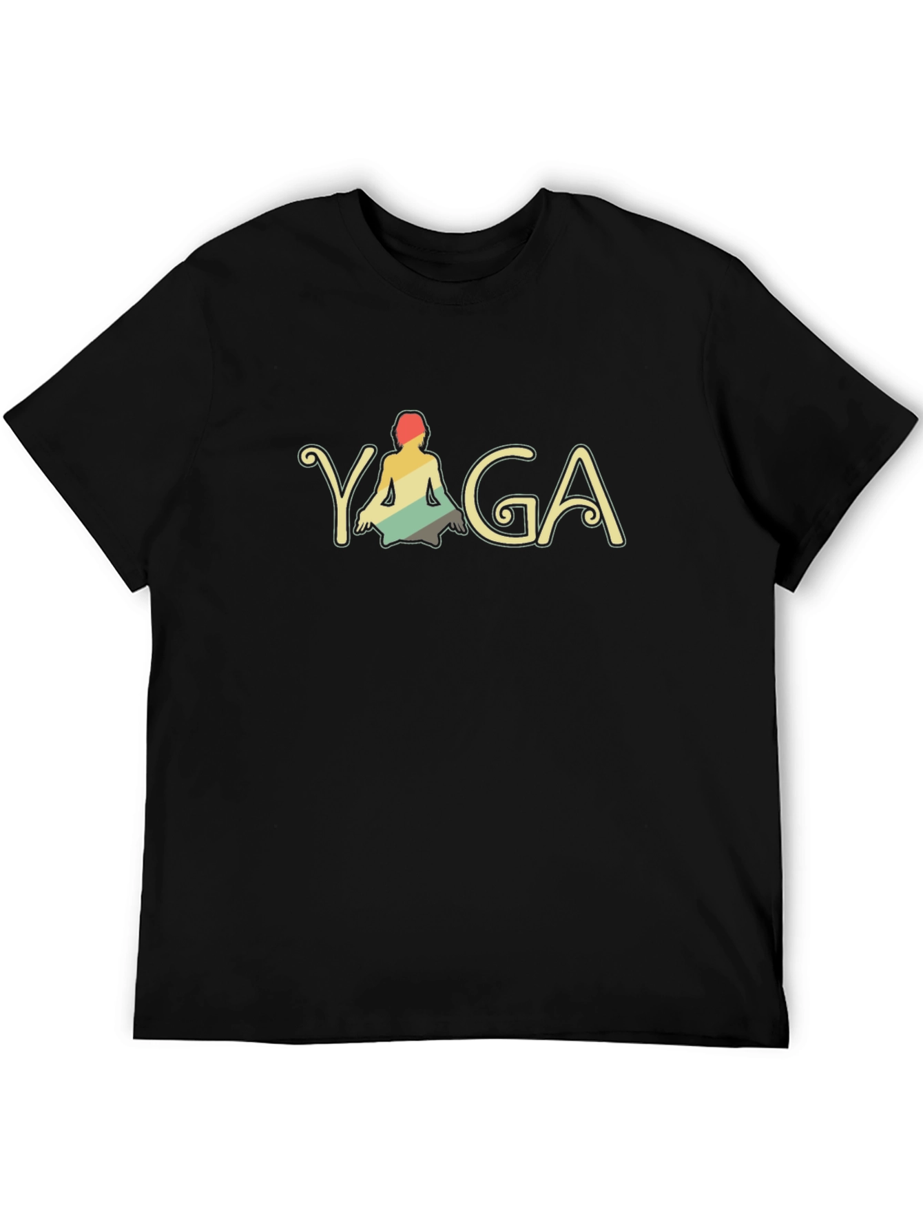 Black Yoga Pose Retro Graphic Tee - Black T-Shirt view 5