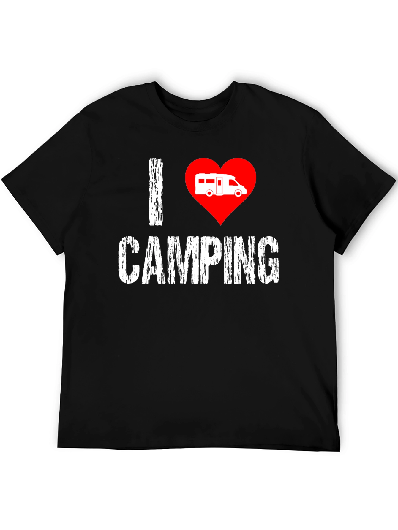 Black I Love Camping T-Shirt - Camper Van Heart view 5