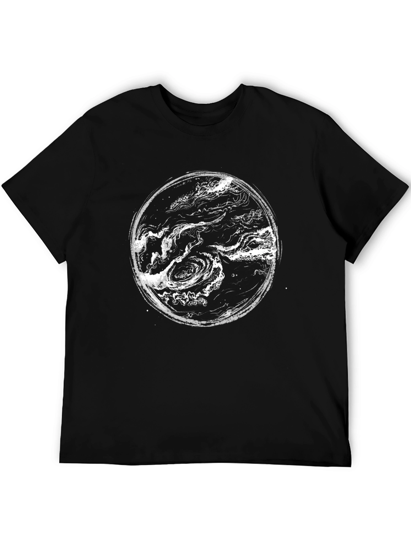 Black Abstract Swirl Graphic Print Black T-Shirt view 5