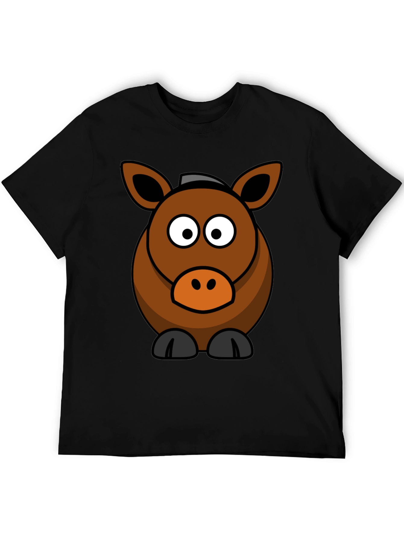 Black Cartoon Horse Graphic Tee view 5