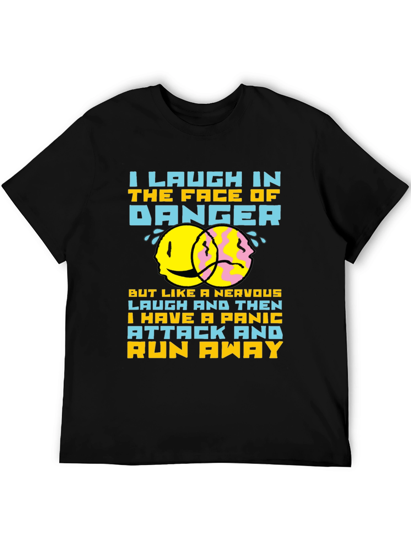 Black Humorous "Laugh In The Face of Danger" Graphic T-Shirt view 5