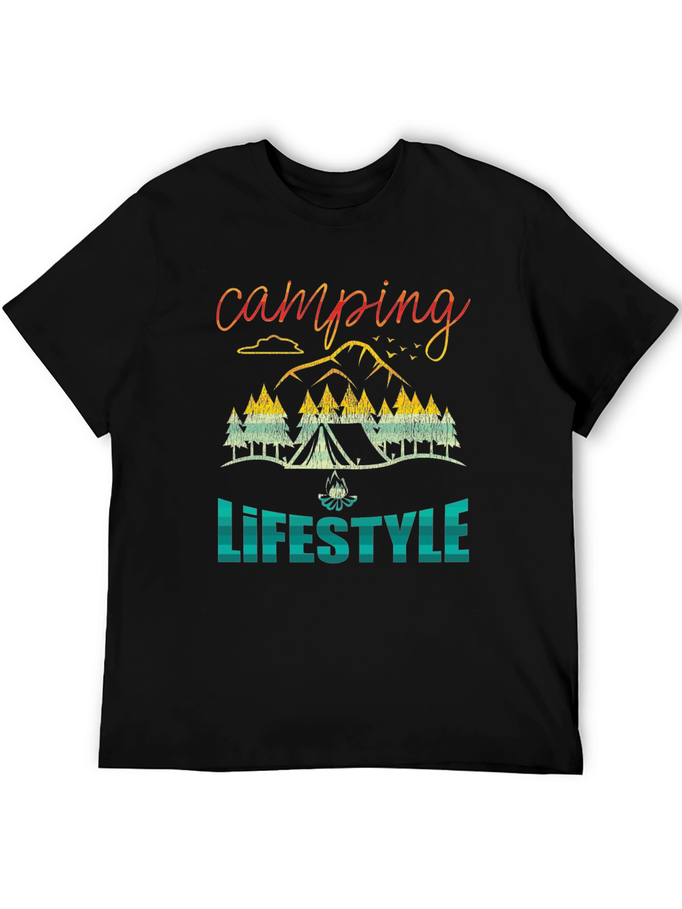 Black Camping Lifestyle Graphic Tee - Nature Adventure Shirt view 5