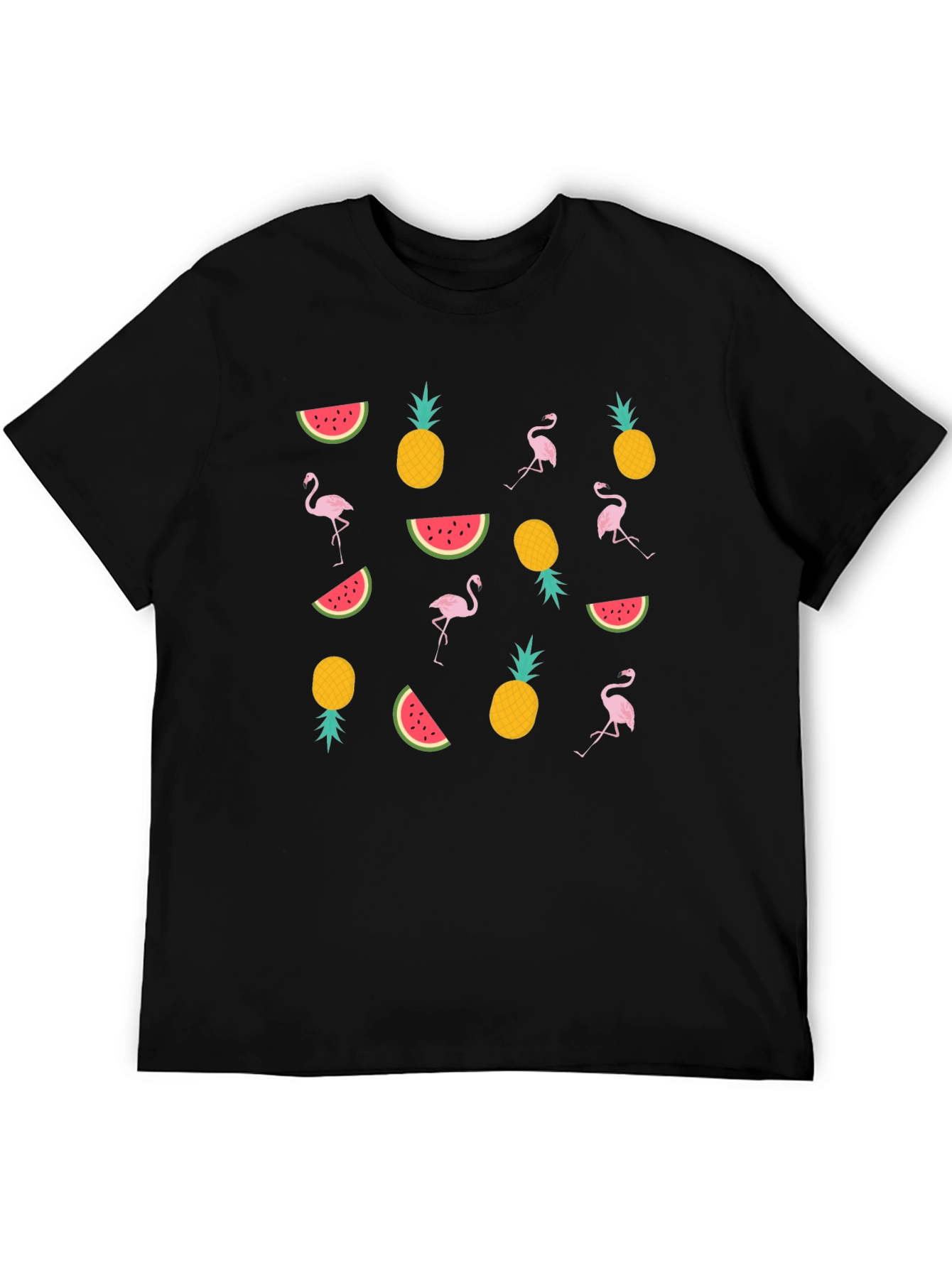 Tropical Print Black T-Shirt - 5