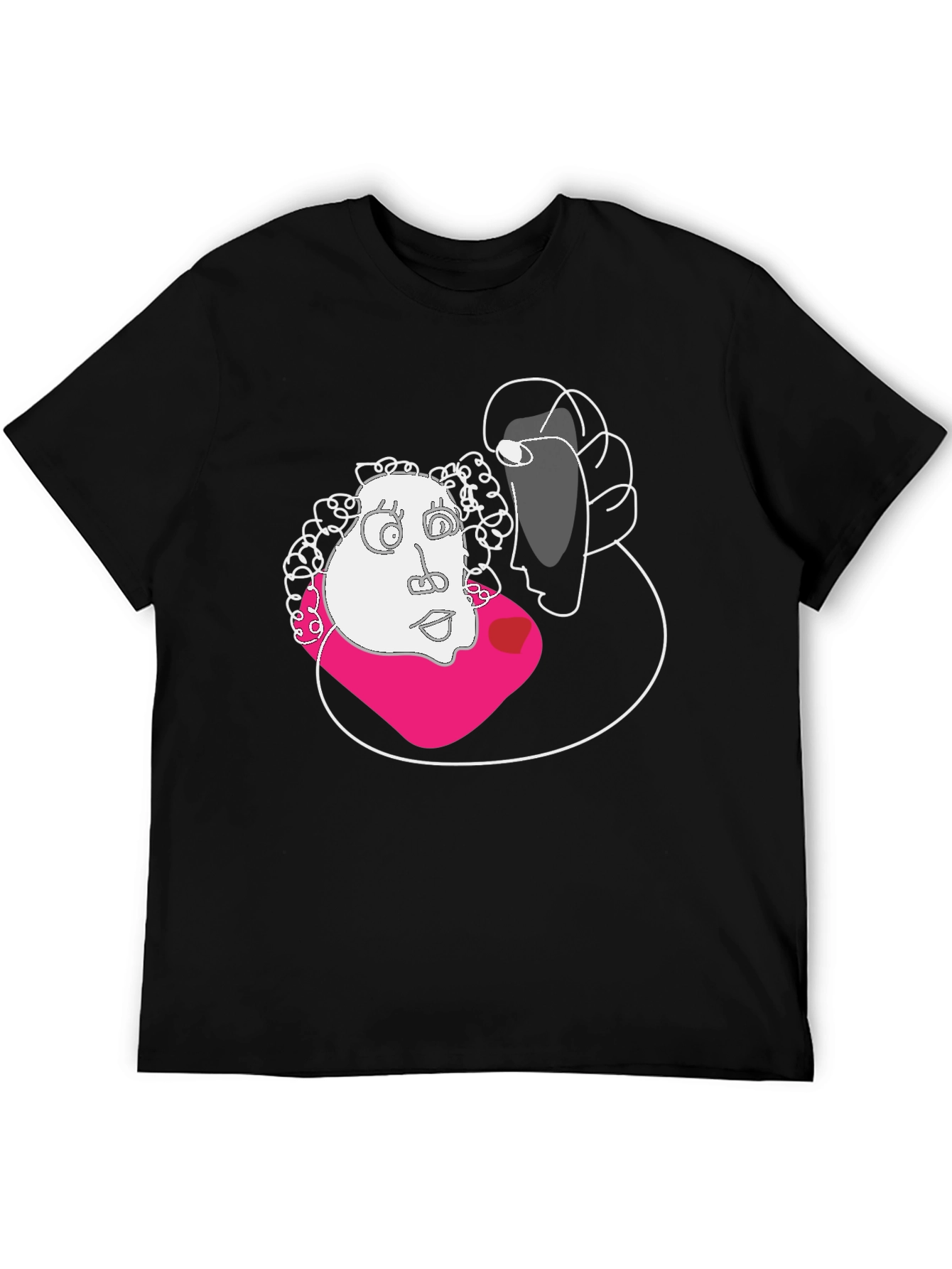 Black Abstract Face Graphic Black T-Shirt view 5