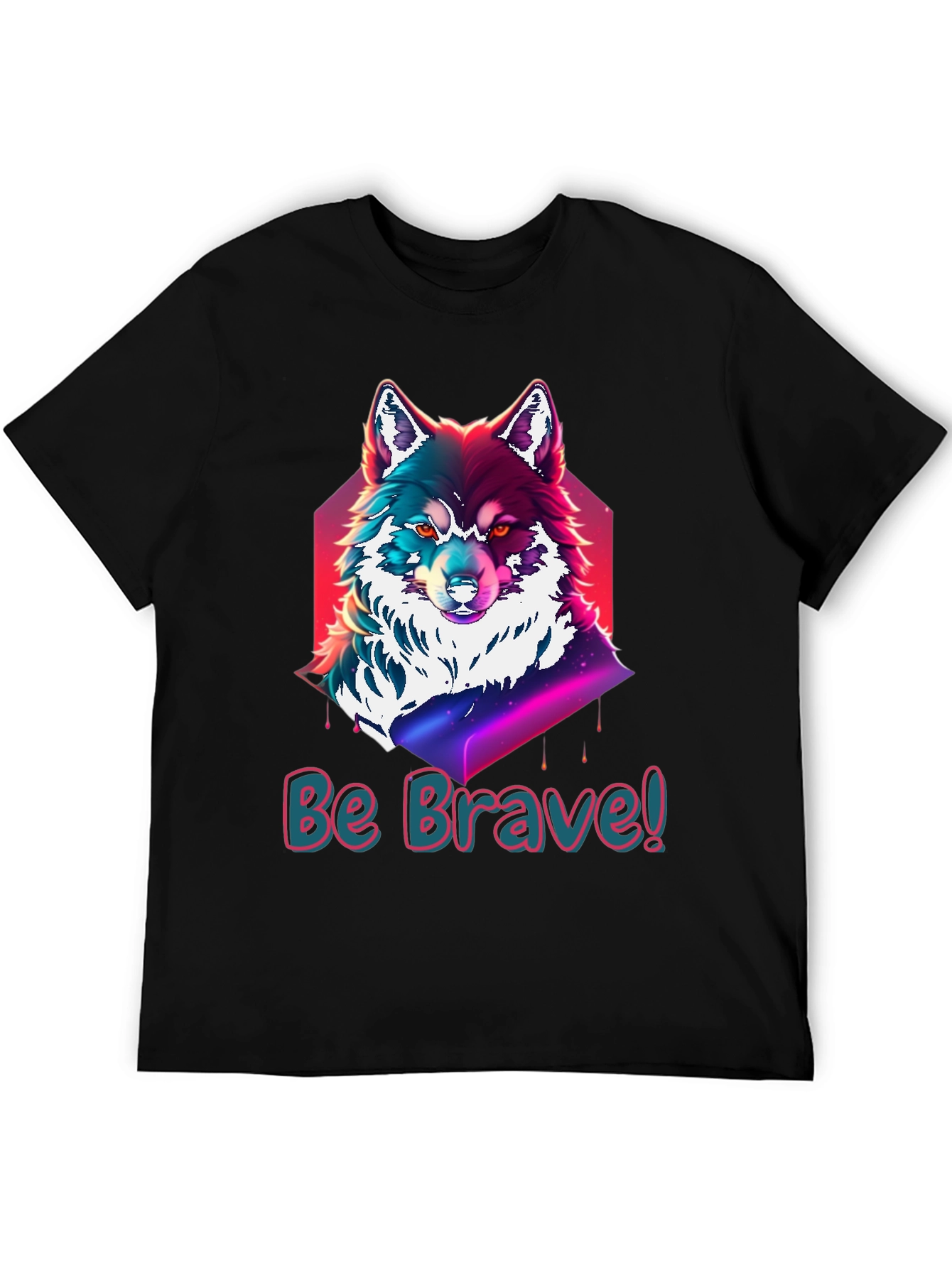 Black Be Brave Wolf Graphic Tee - Soft Cotton Comfort view 5