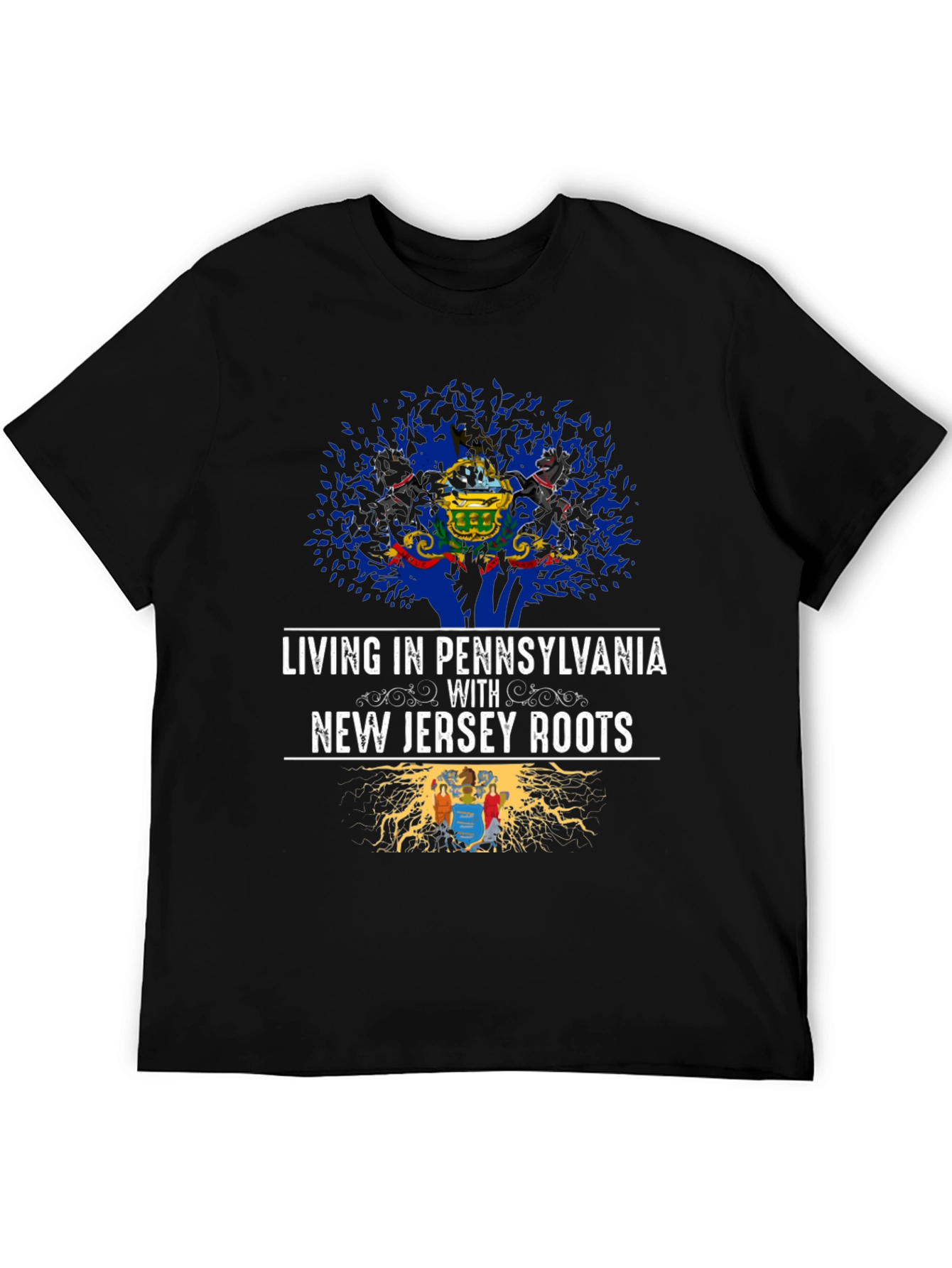Black Pennsylvania & New Jersey Roots Graphic T-Shirt view 5