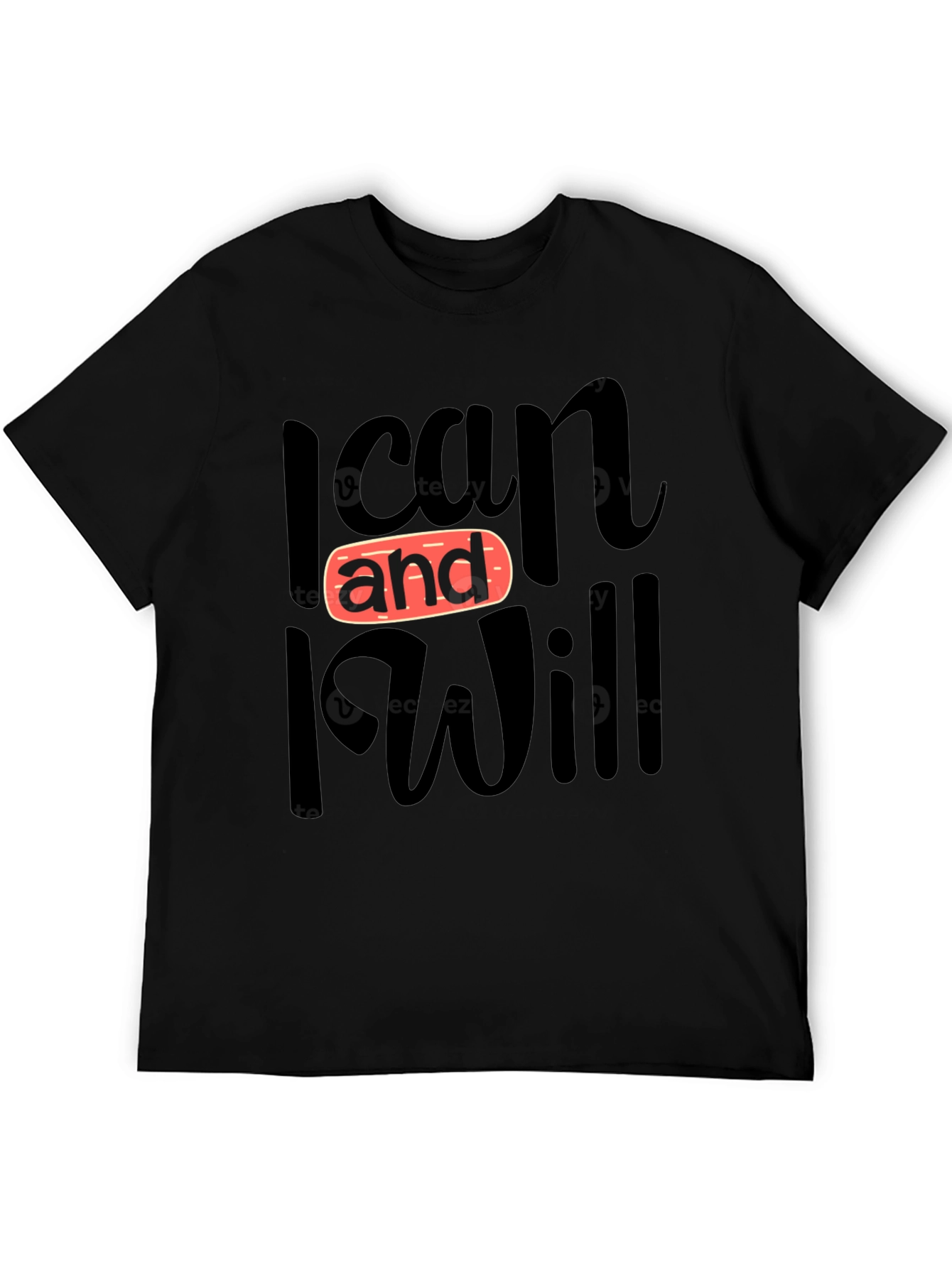 Black I Can and I Will T-Shirt - Black, Graphic Tee view 5