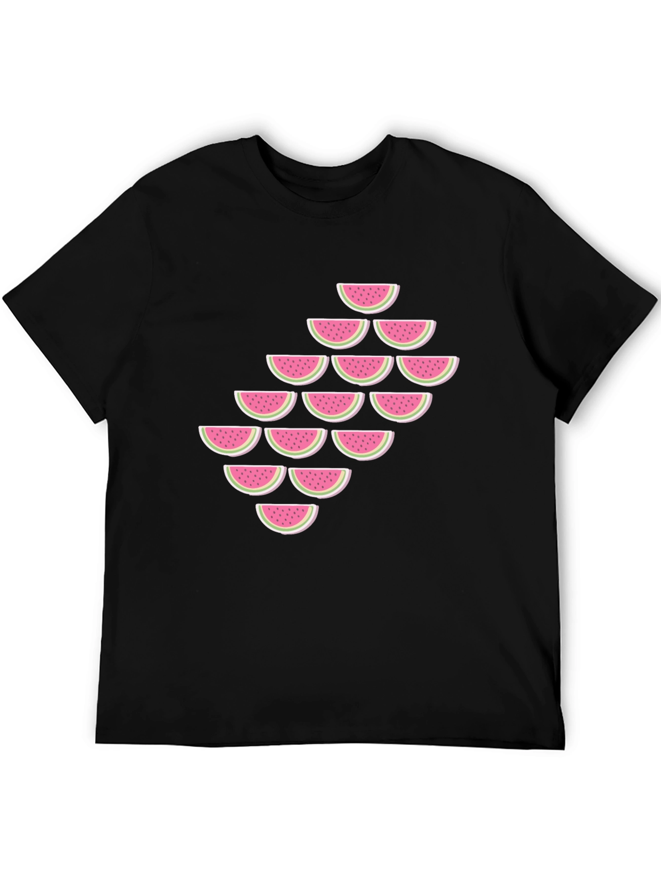 Black Watermelon Slice Pattern T-Shirt view 5