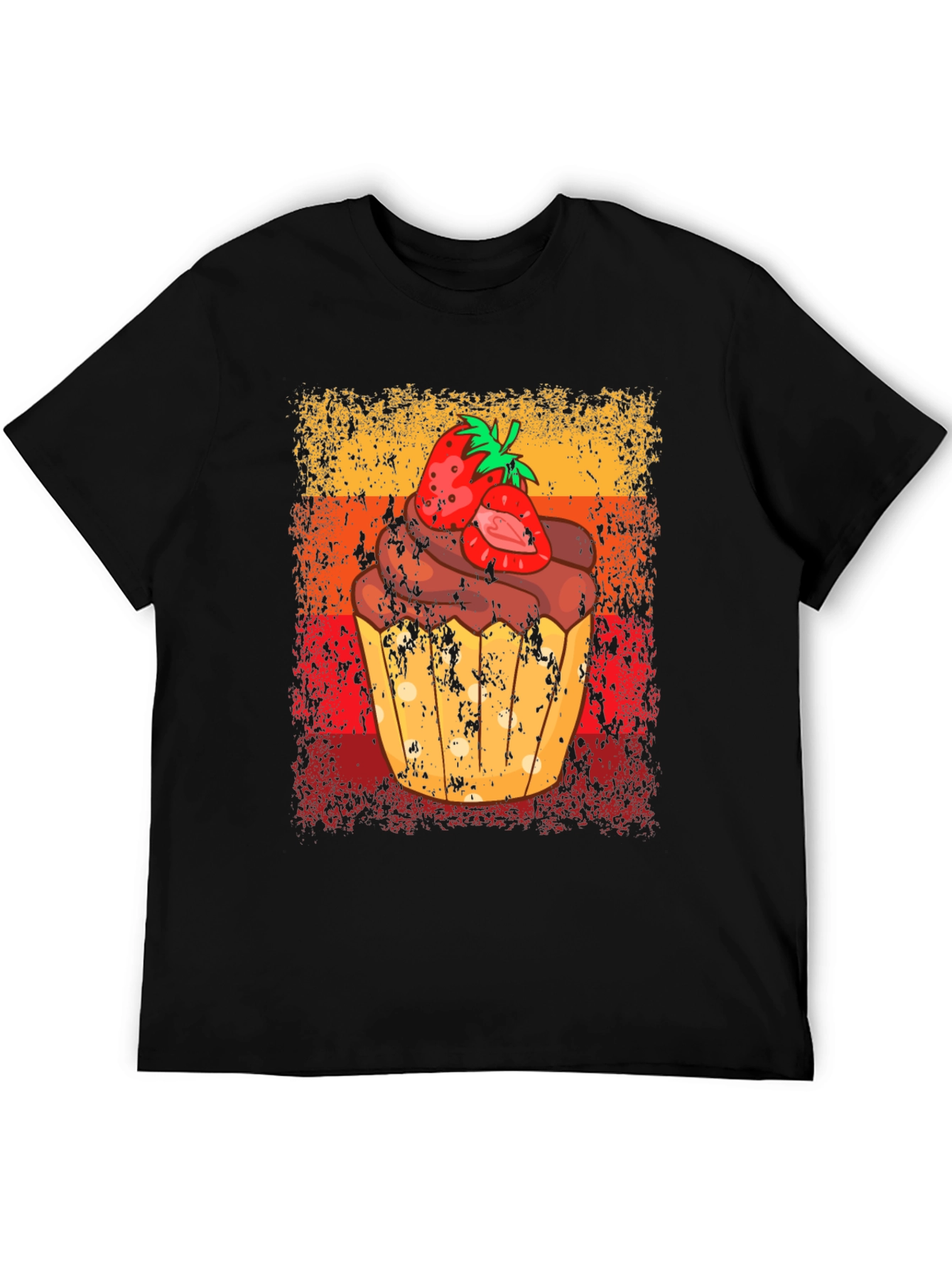 Black Strawberry Cupcake Graphic Tee - Sweet Treat Shirt view 5