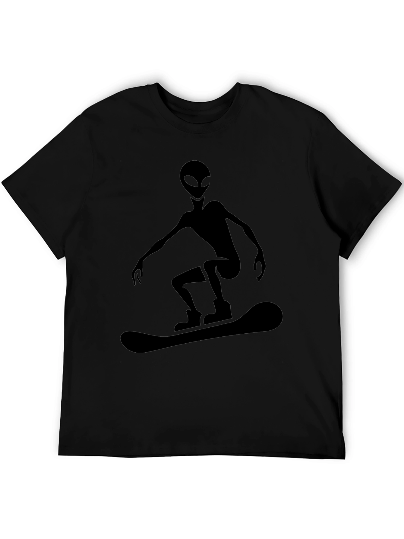 Black Alien Snowboarding Graphic Tee - Black Cotton Comfort view 5