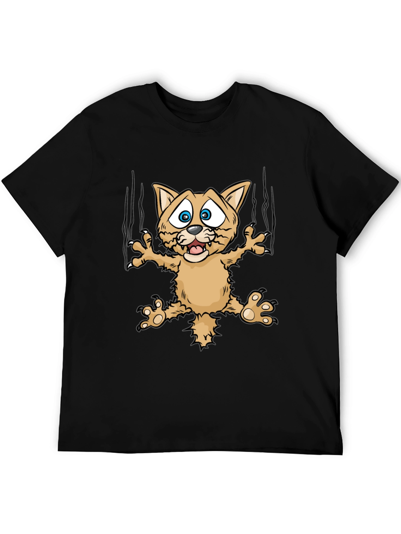 Black Funny Cat Scratch T-Shirt view 5