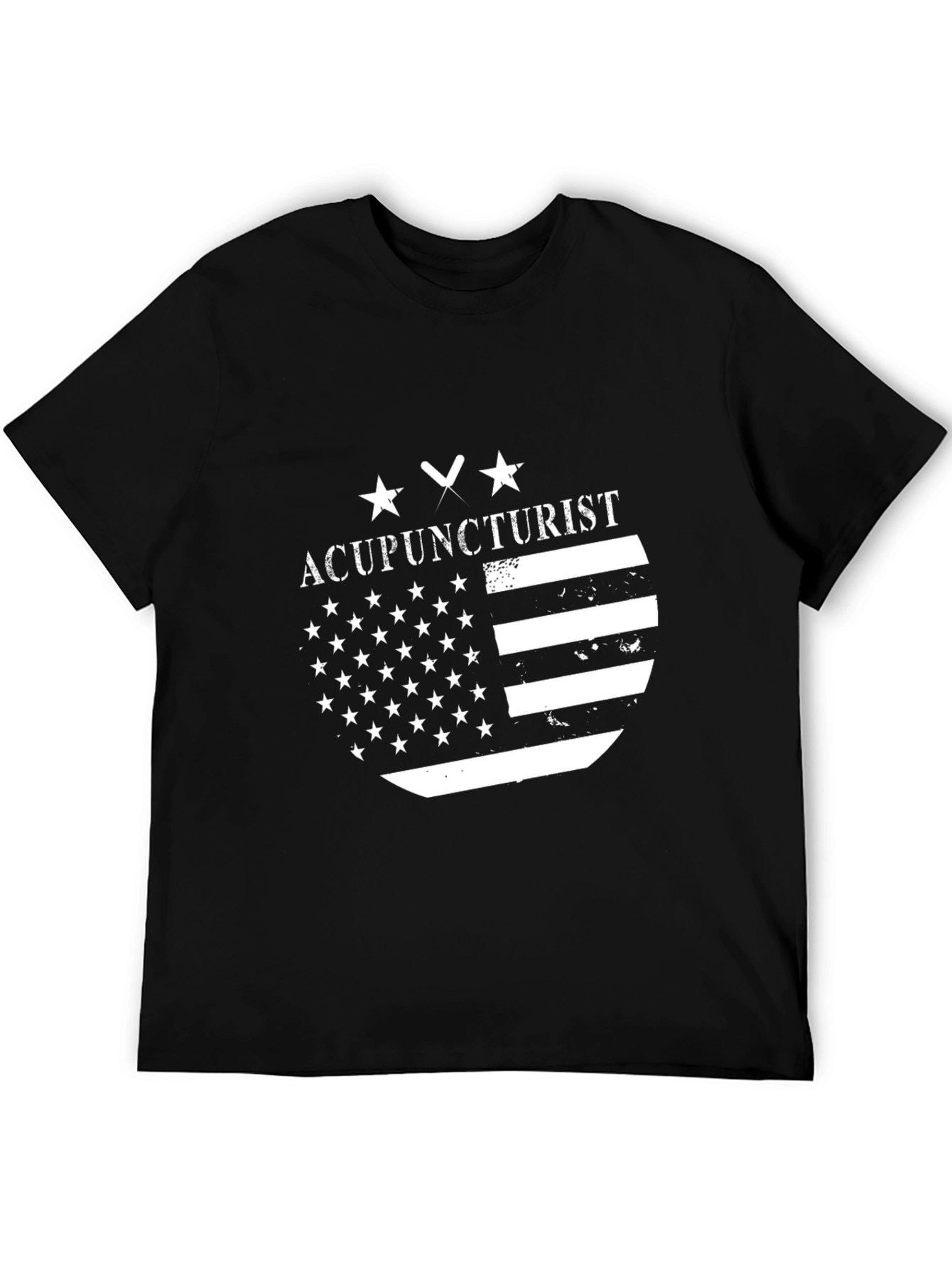 Black Acupuncturist American Flag Black T-Shirt view 5