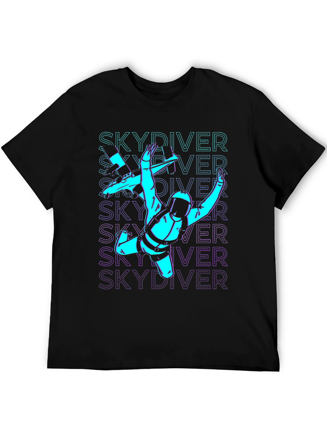 Black Skydiver Graphic Tee - Black Cotton T-Shirt view 5
