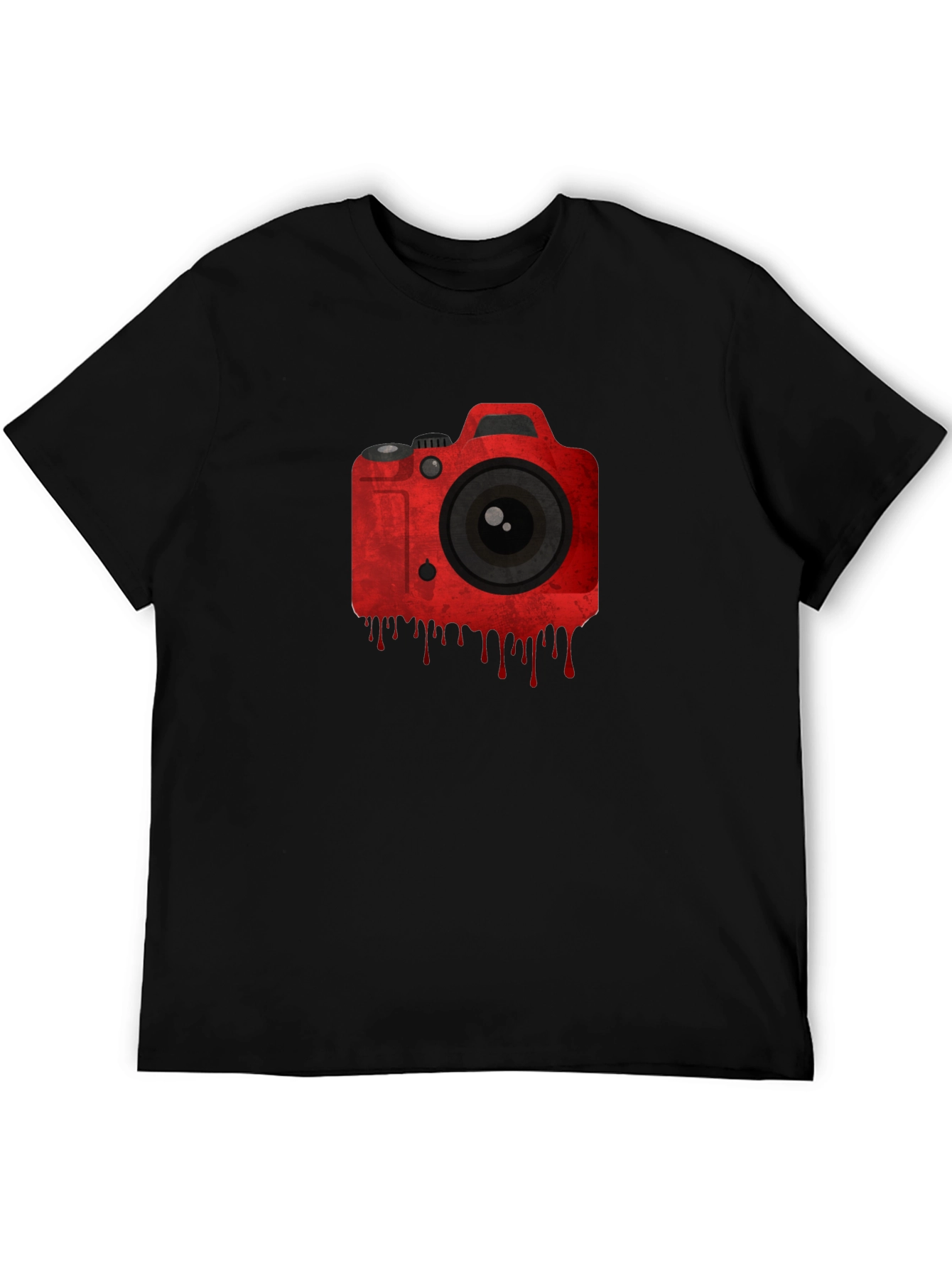Black Red Camera Graphic Black T-Shirt view 5
