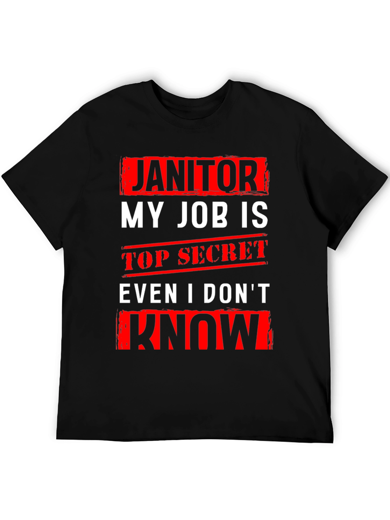 Black Janitor Top Secret Job T-Shirt view 5