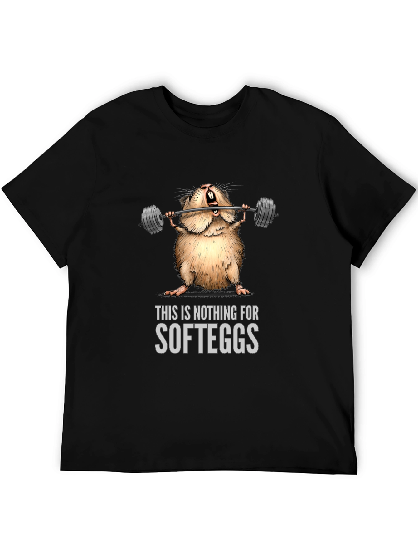 Black Weightlifting Hamster T-Shirt - Nothing for Softeggs view 5