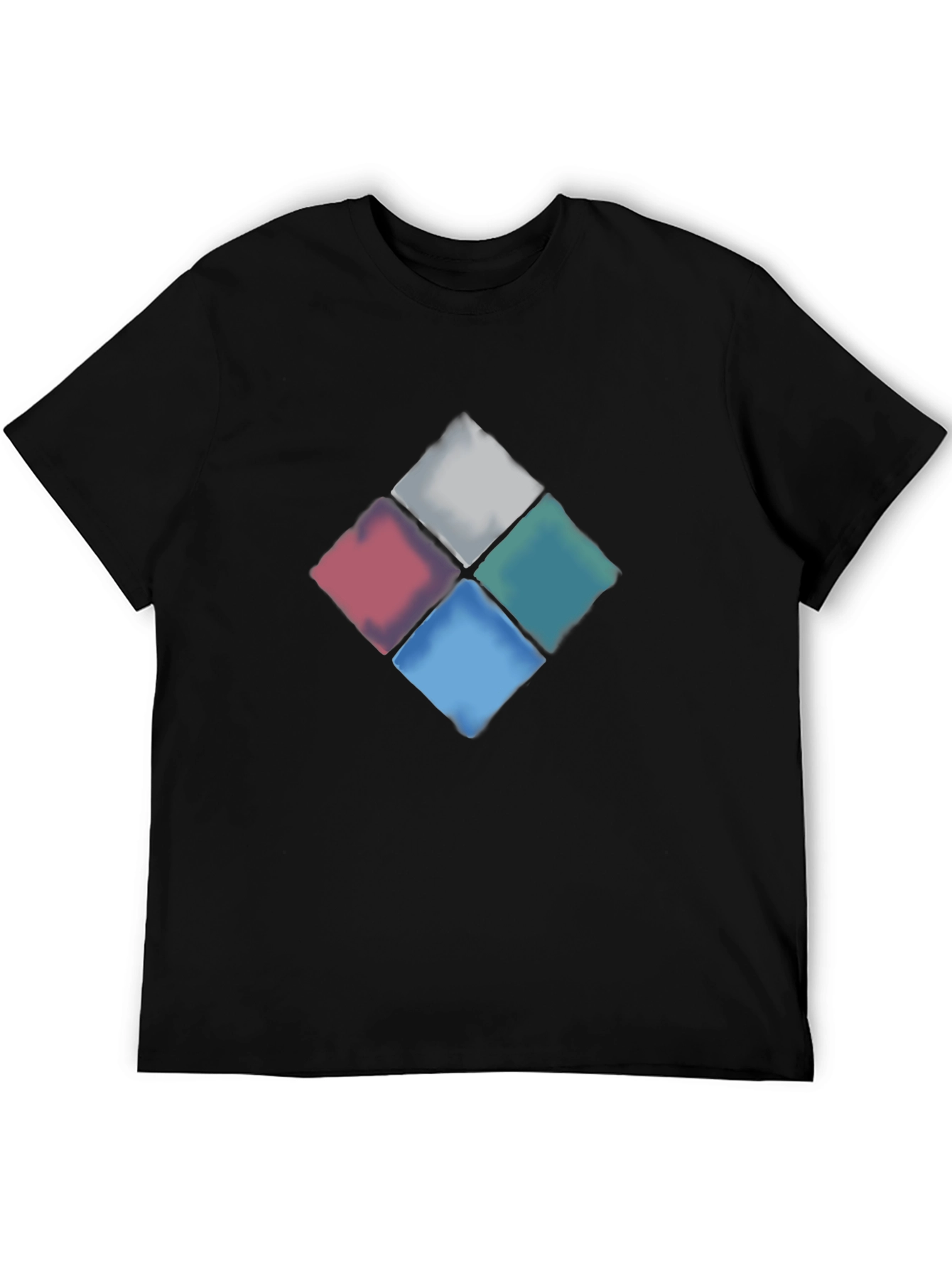Black Colorful Diamond Pattern Black T-Shirt view 5