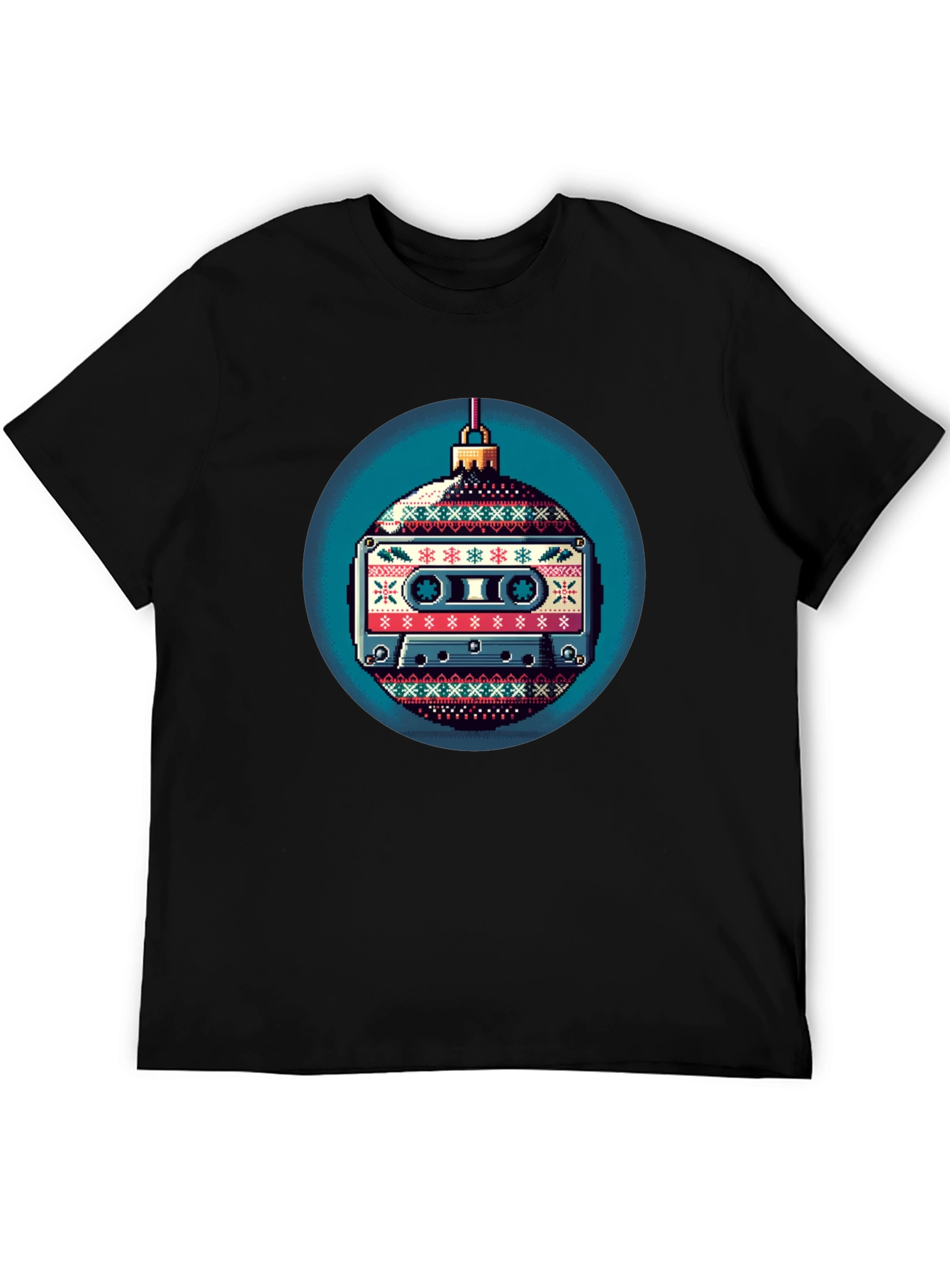 Black Retro Cassette Ornament Graphic T-Shirt view 5